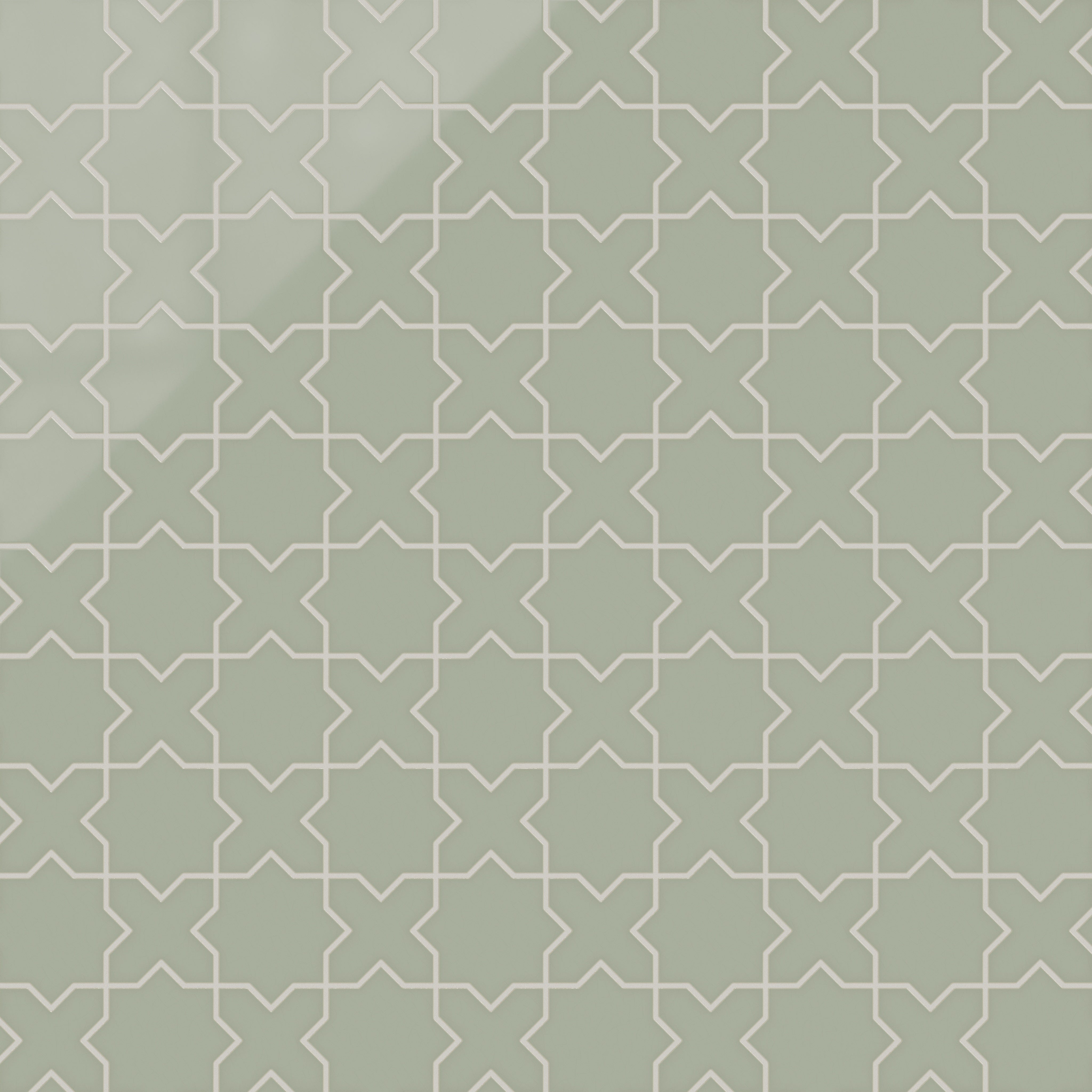 Star & Cross Original Ceramic Tile in Rosemary Gloss