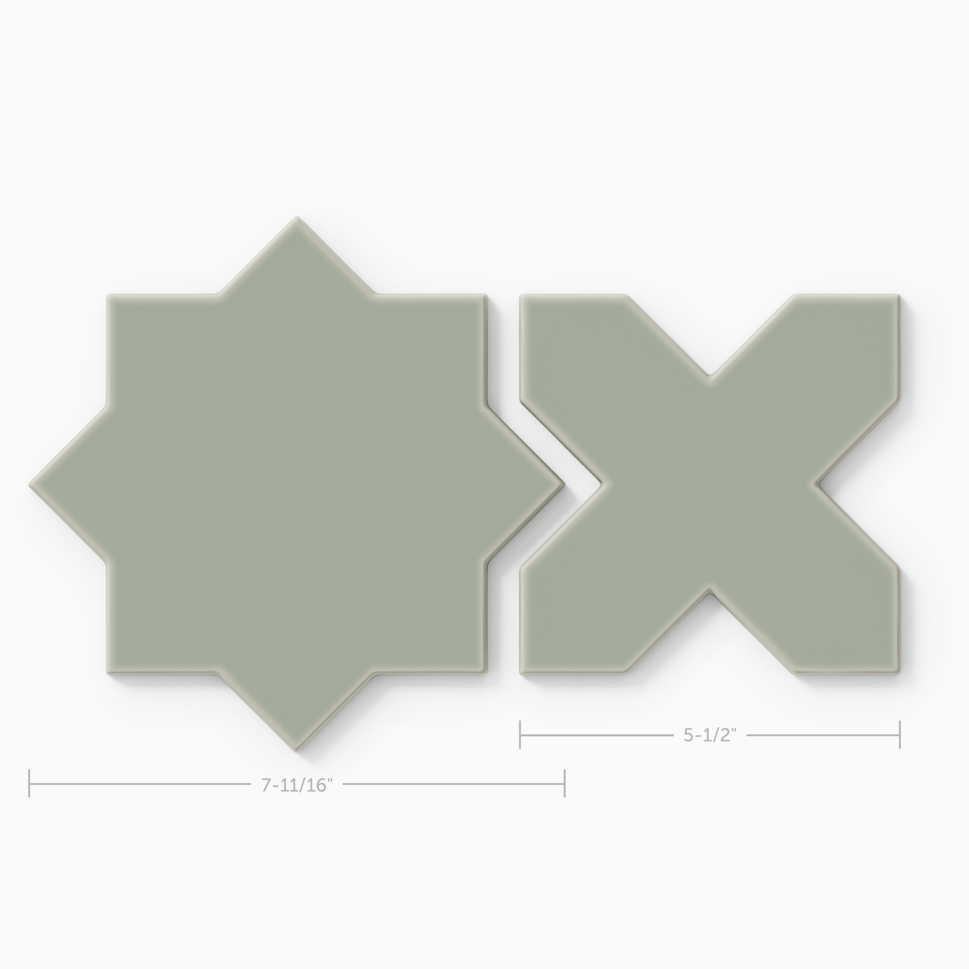 Star & Cross Original Ceramic Tile in Rosemary Matte