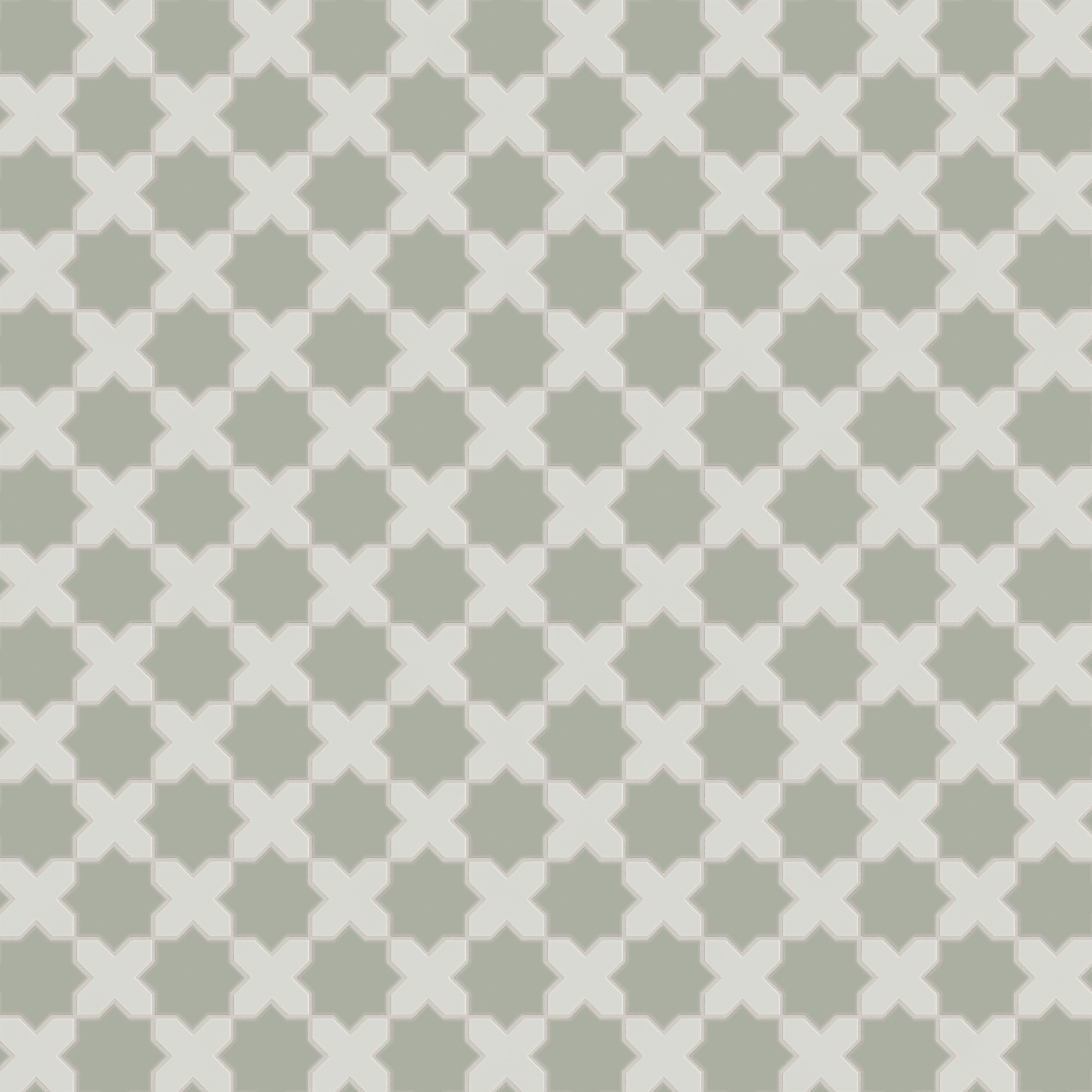 Mini Star & Cross Original Ceramic Tile in Rosemary Matte & Overcast Matte
