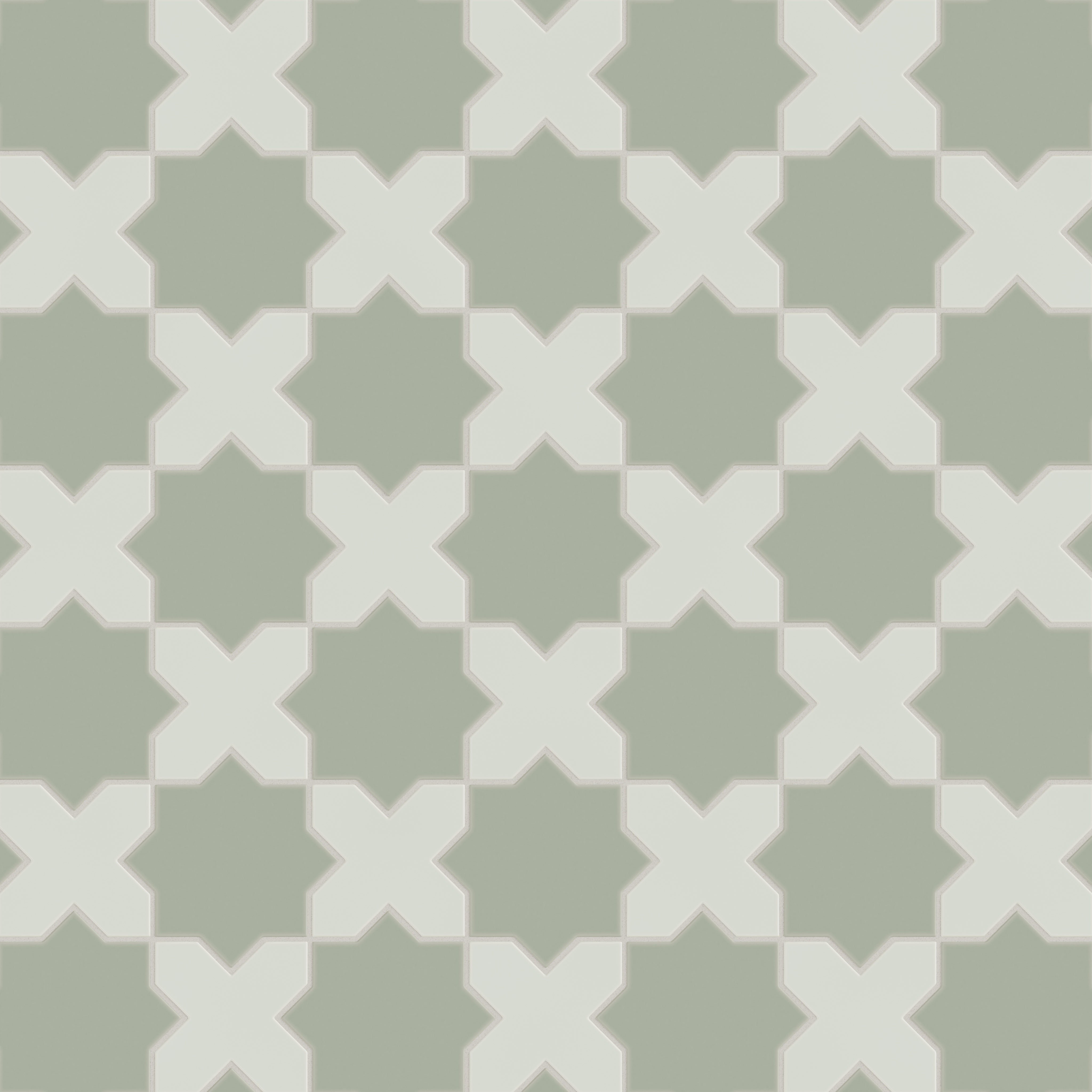 Star & Cross Original Ceramic Tile in Rosemary Matte & Overcast Matte