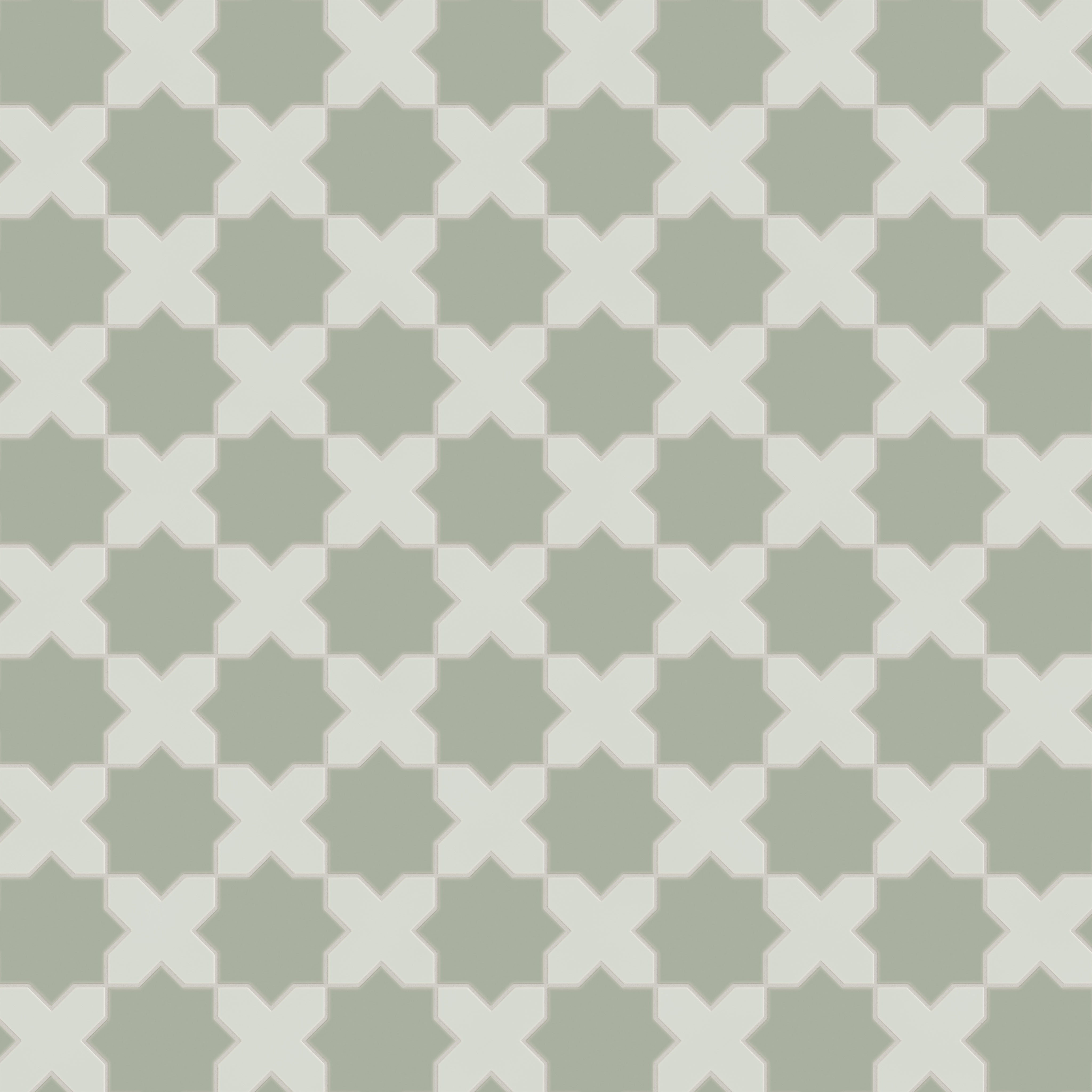 Star & Cross Original Ceramic Tile in Rosemary Matte & Overcast Matte