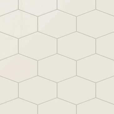Elongated Hexagon Natural Press Ceramic Tile in Salt Creek Gloss