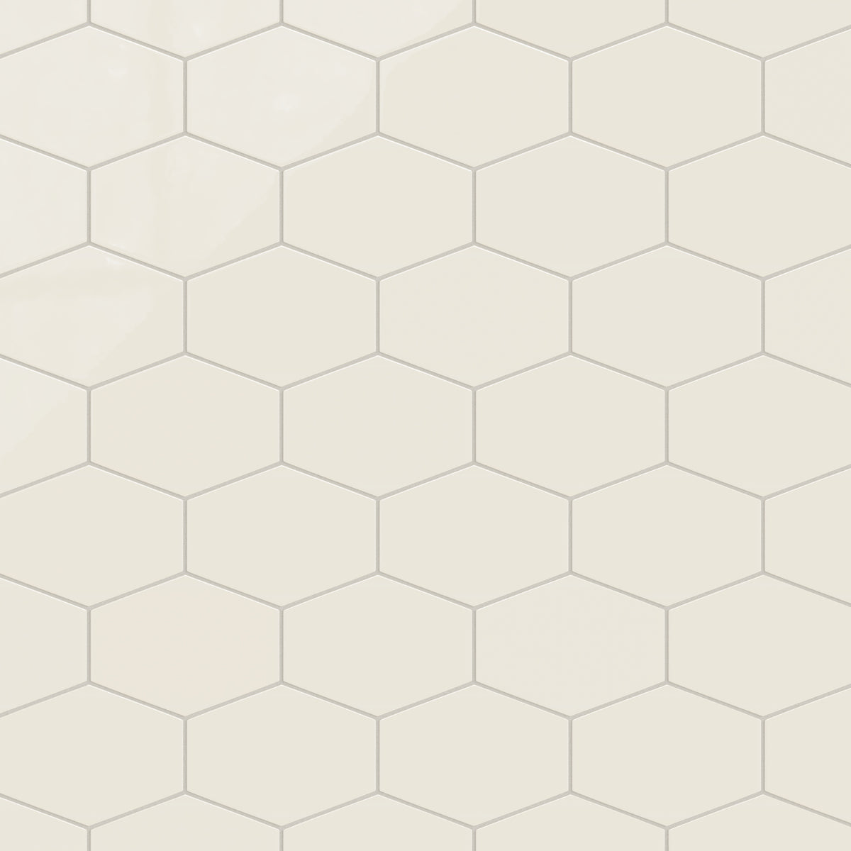 Elongated Hexagon Natural Press Ceramic Tile in Salt Creek Gloss