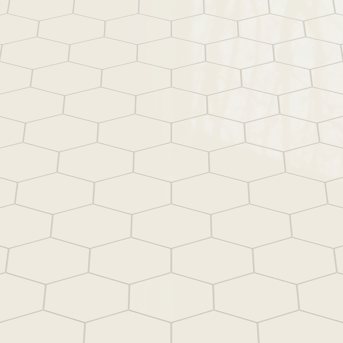 Elongated Hexagon Natural Press Ceramic Tile in Salt Creek Gloss