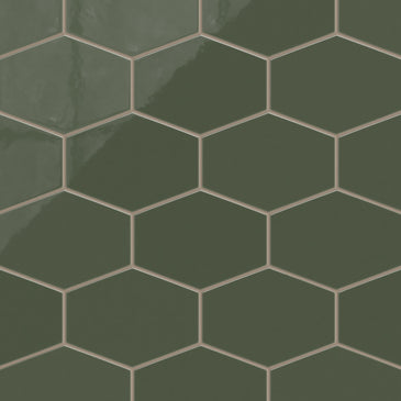Elongated Hexagon Natural Press Ceramic Tile in San Juan Gloss