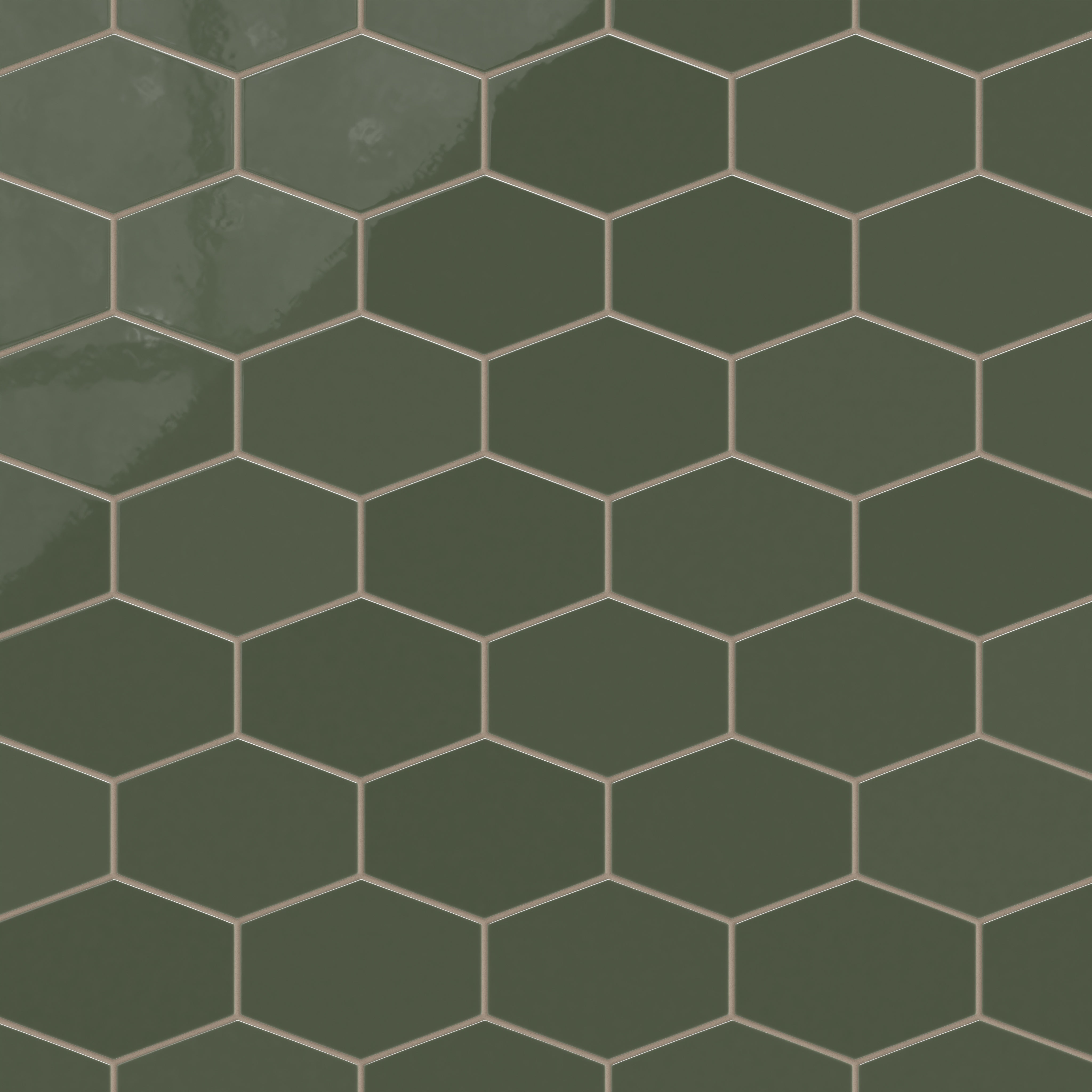 Elongated Hexagon Natural Press Ceramic Tile in San Juan Gloss