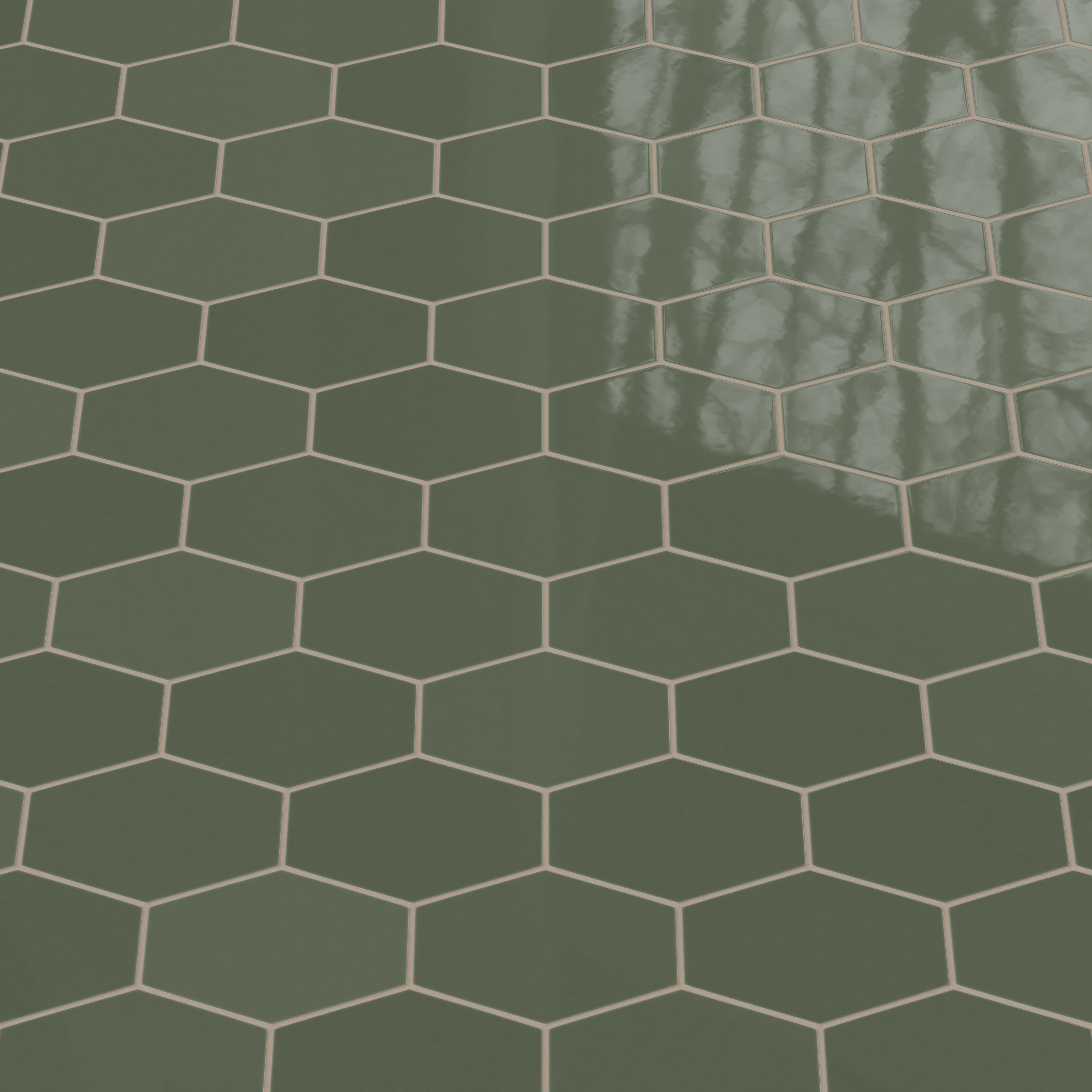 Elongated Hexagon Natural Press Ceramic Tile in San Juan Gloss