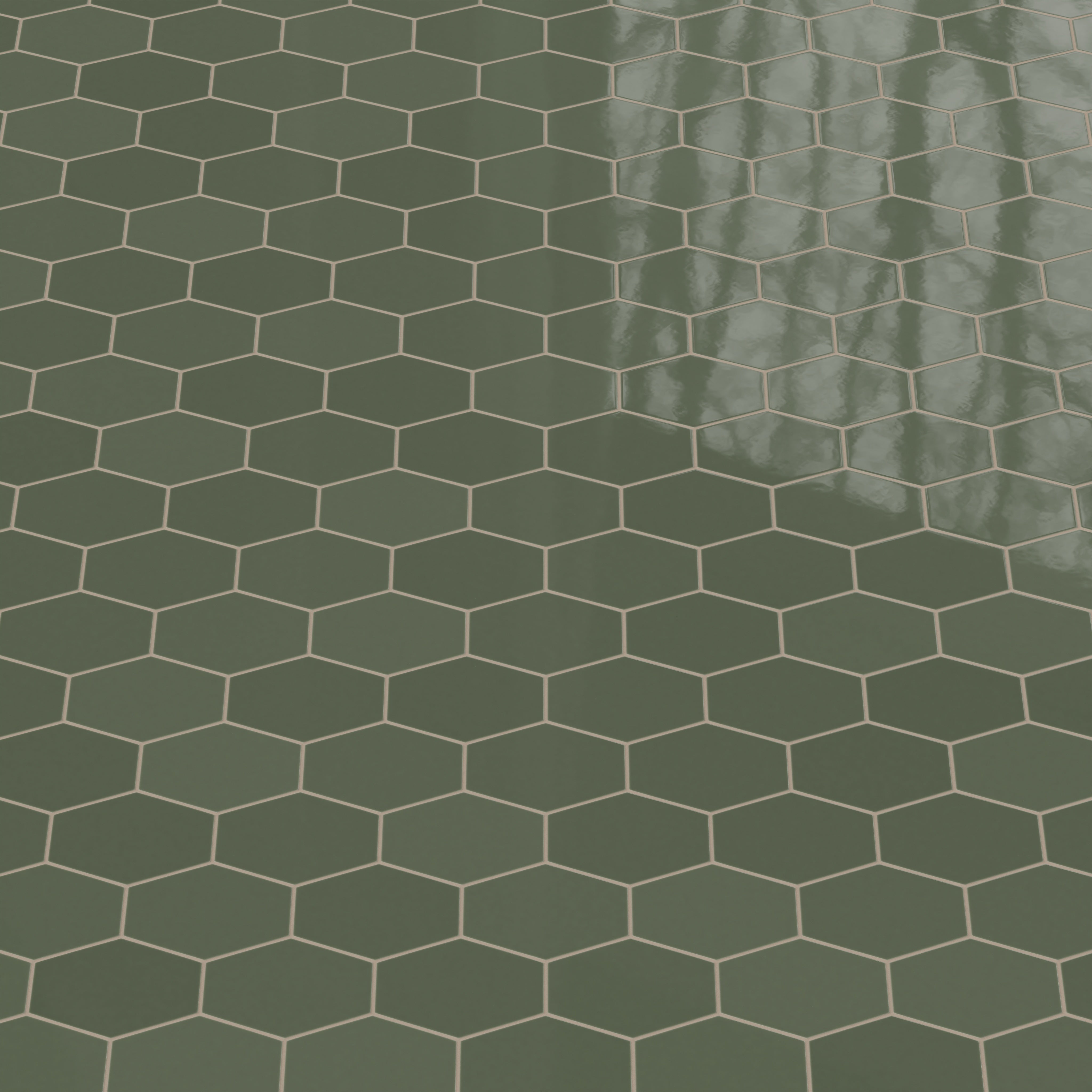 Elongated Hexagon Natural Press Ceramic Tile in San Juan Gloss