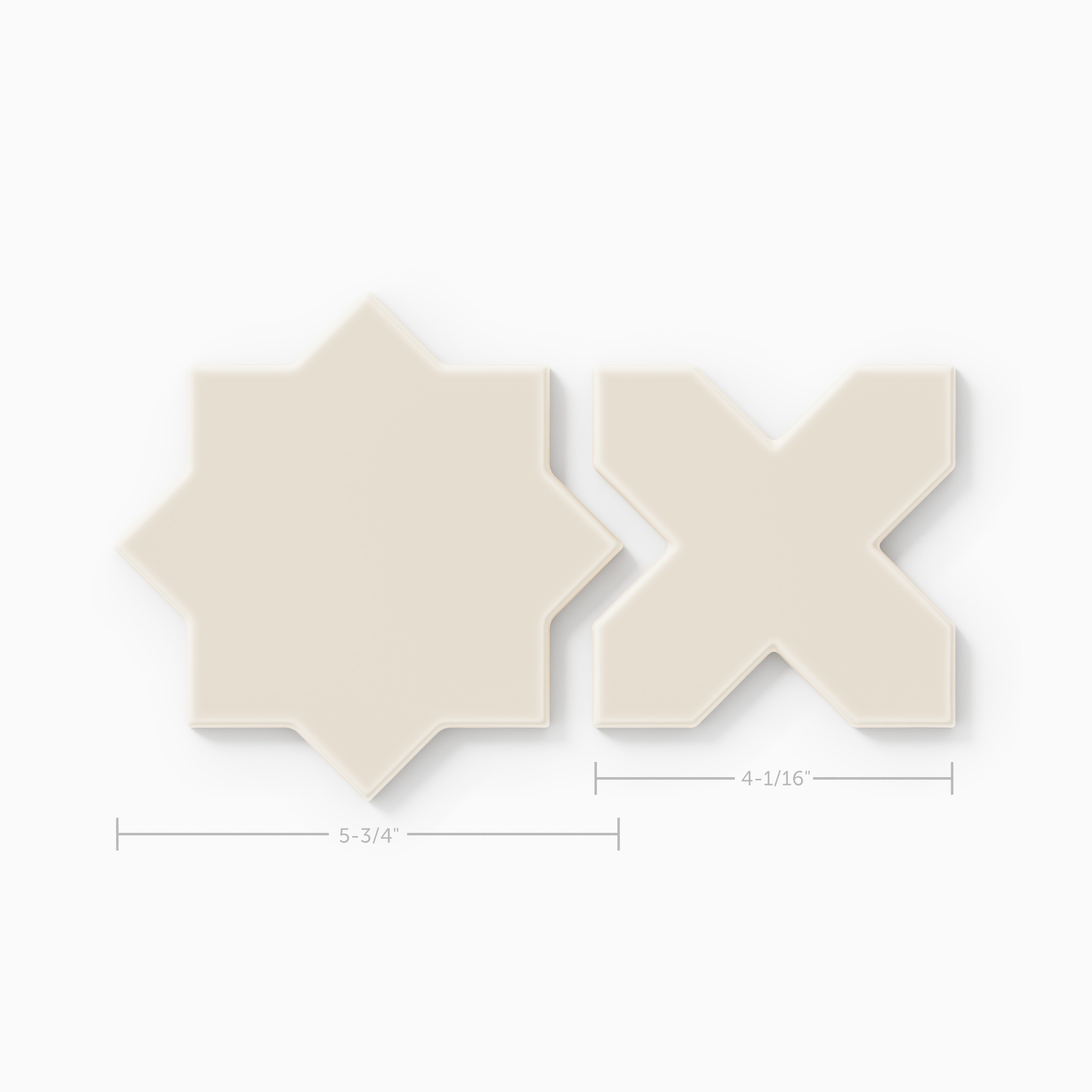 Mini Star & Cross Original Ceramic Tile in Sand Dune Matte