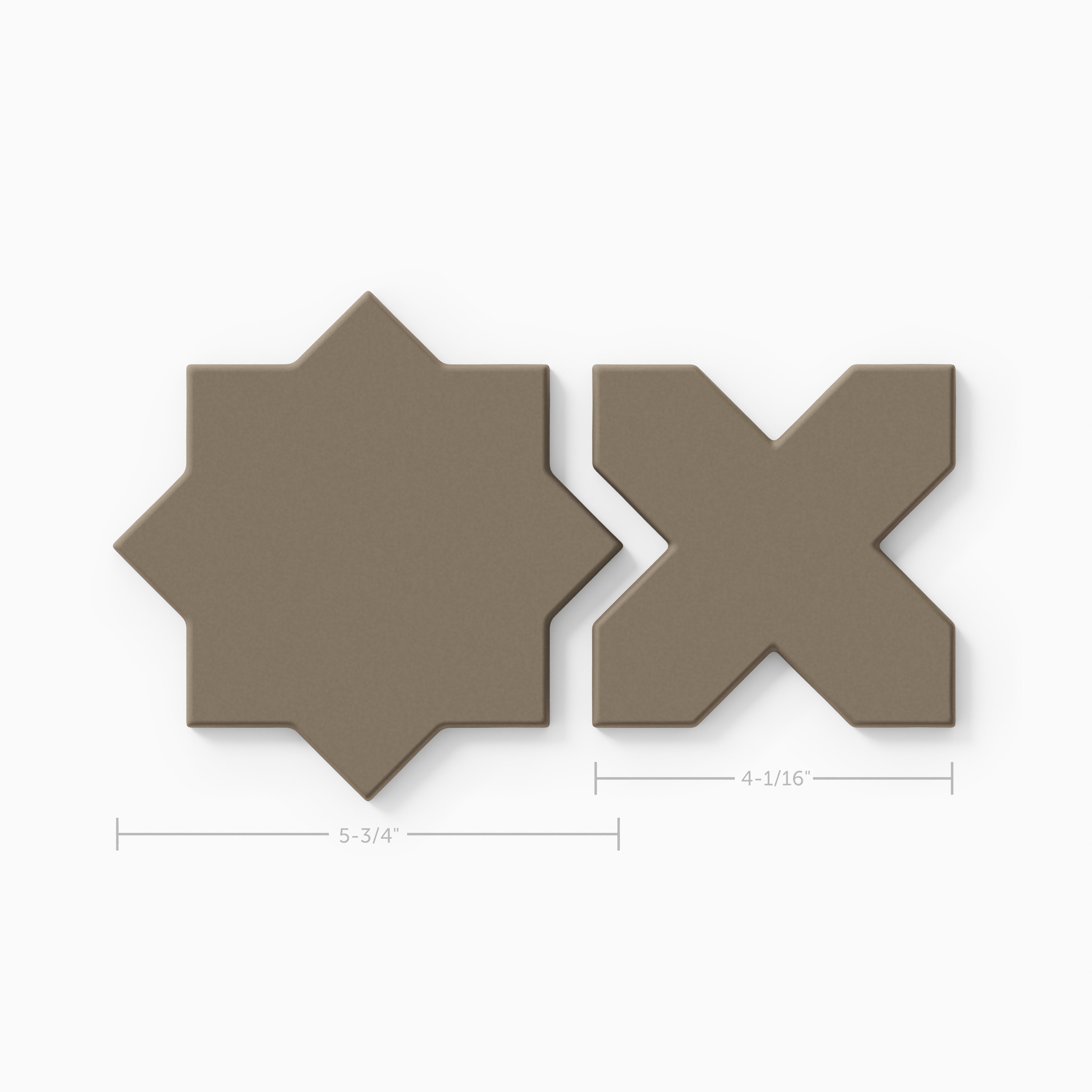 Mini Star & Cross Original Ceramic Tile in Sandstone Matte