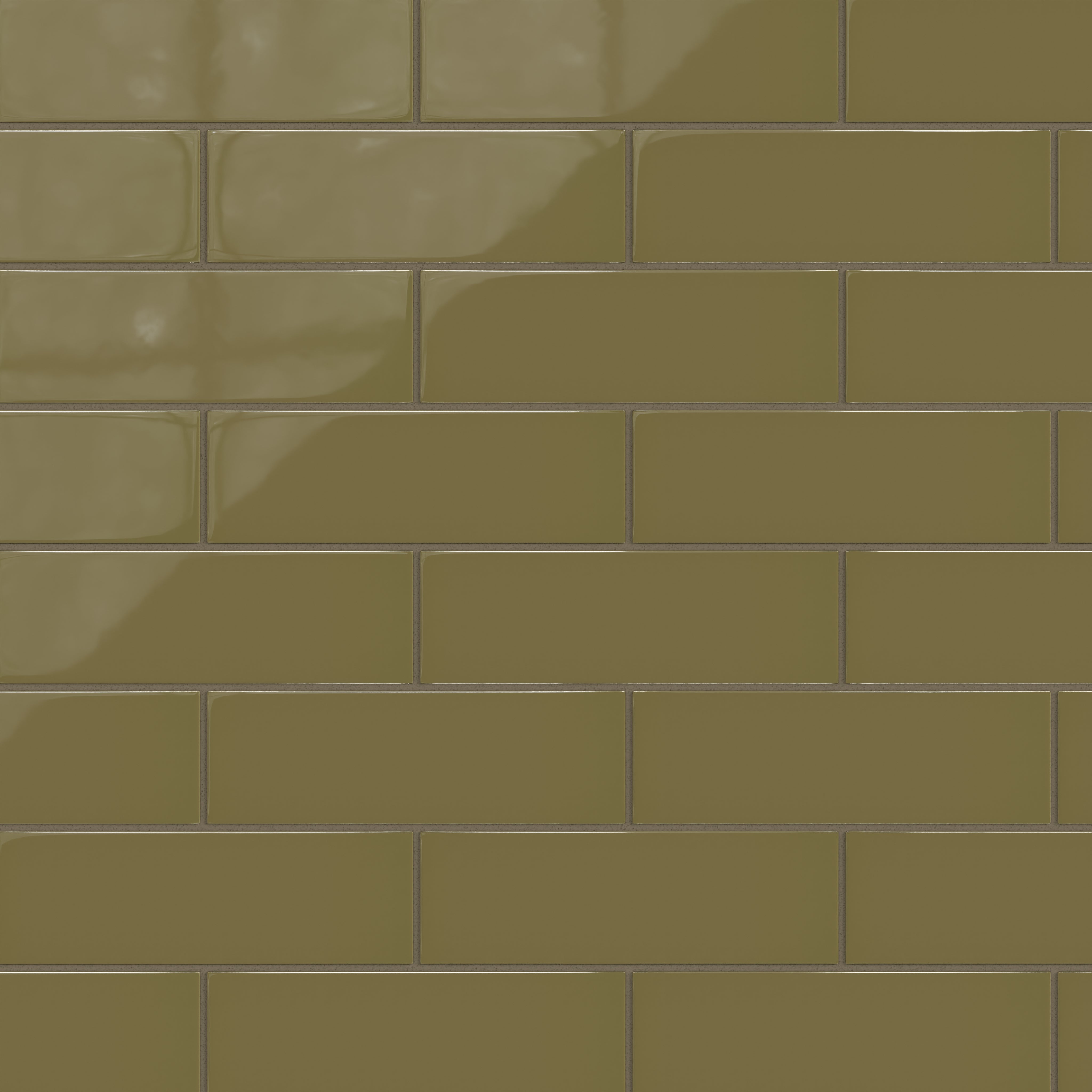 3x9 Natural Press Ceramic Tile in Sap Green Gloss