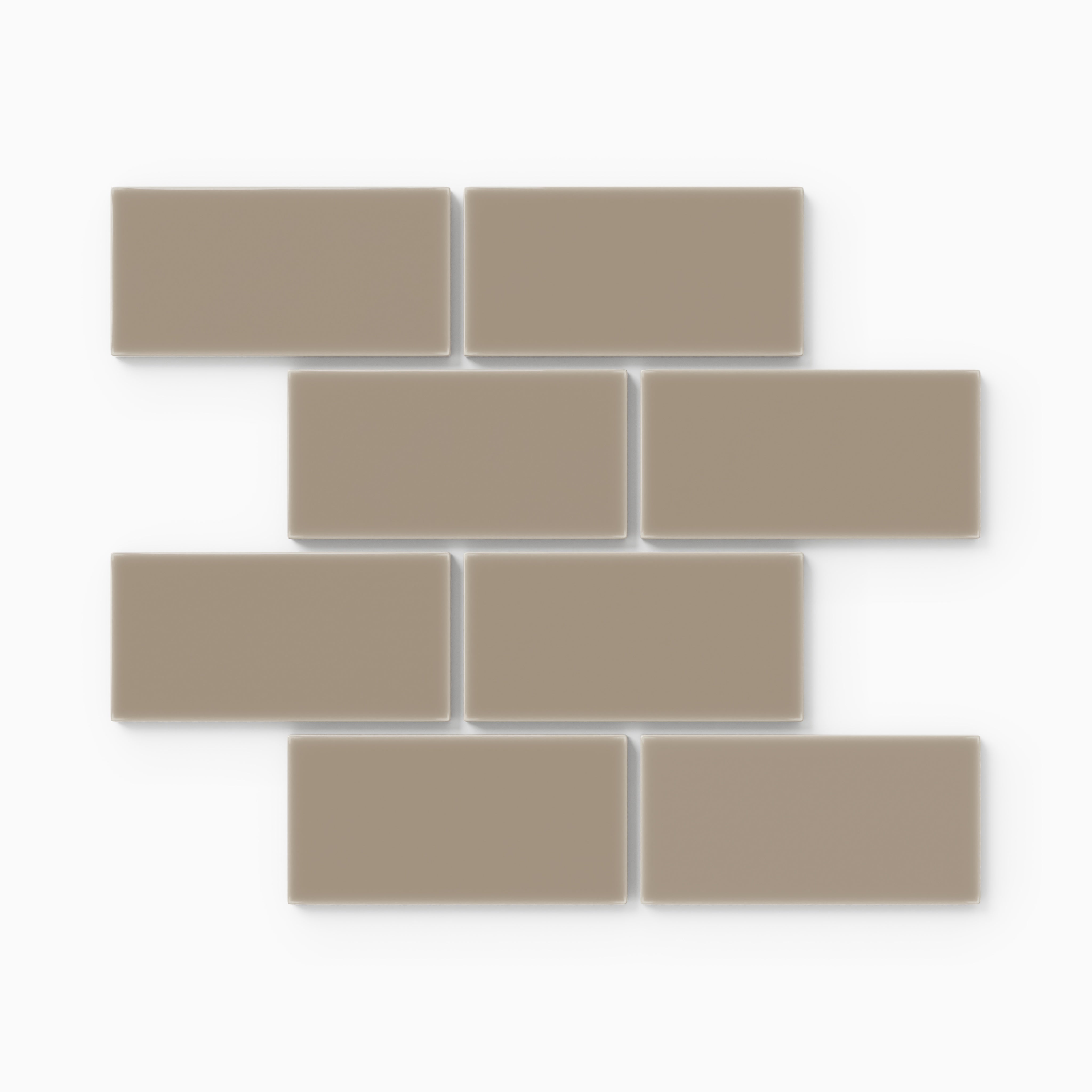 2x4 Half Offset Sheeted Natural Press Ceramic Mosaic Tile in Sawtooth Gloss