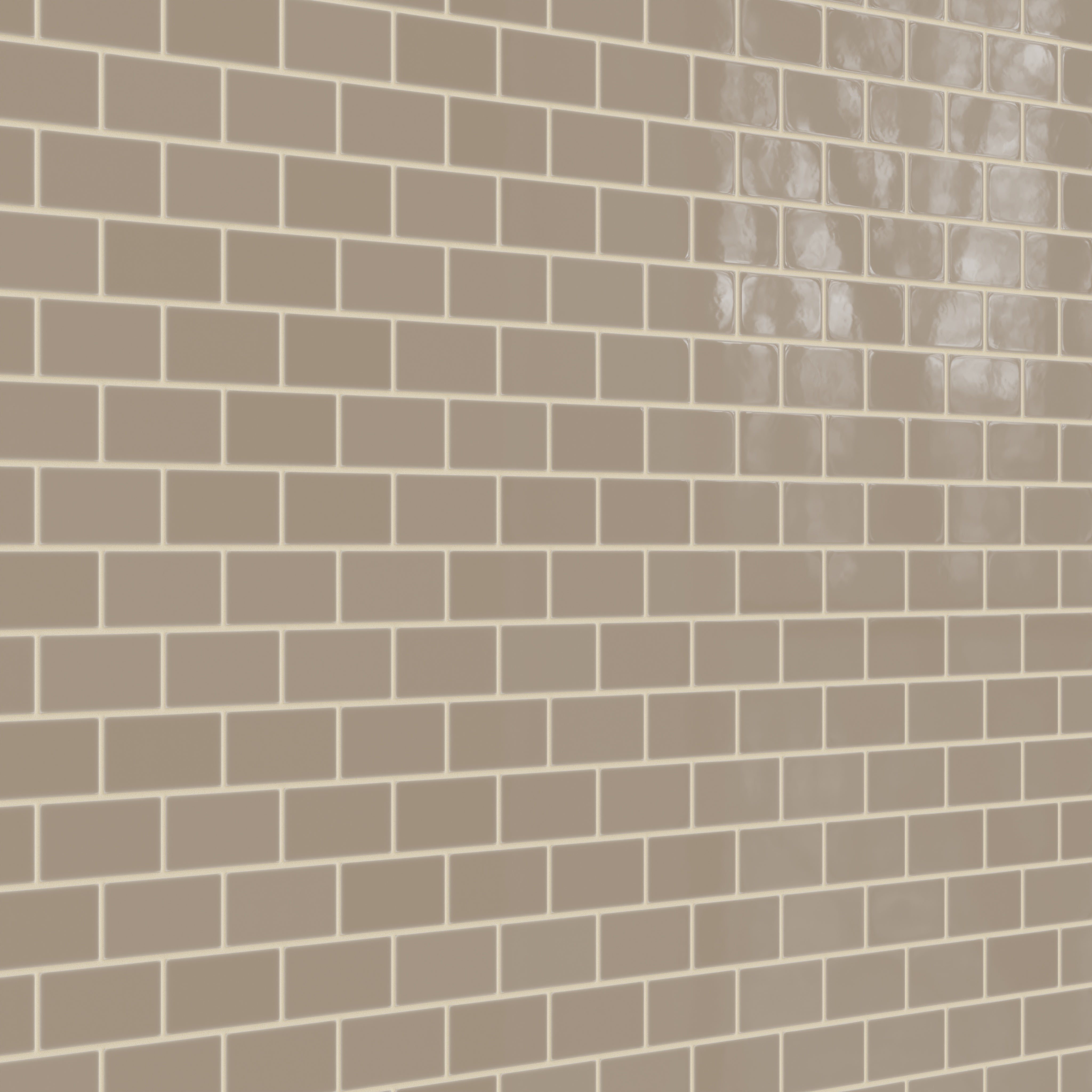 2x4 Half Offset Sheeted Natural Press Ceramic Mosaic Tile in Sawtooth Gloss