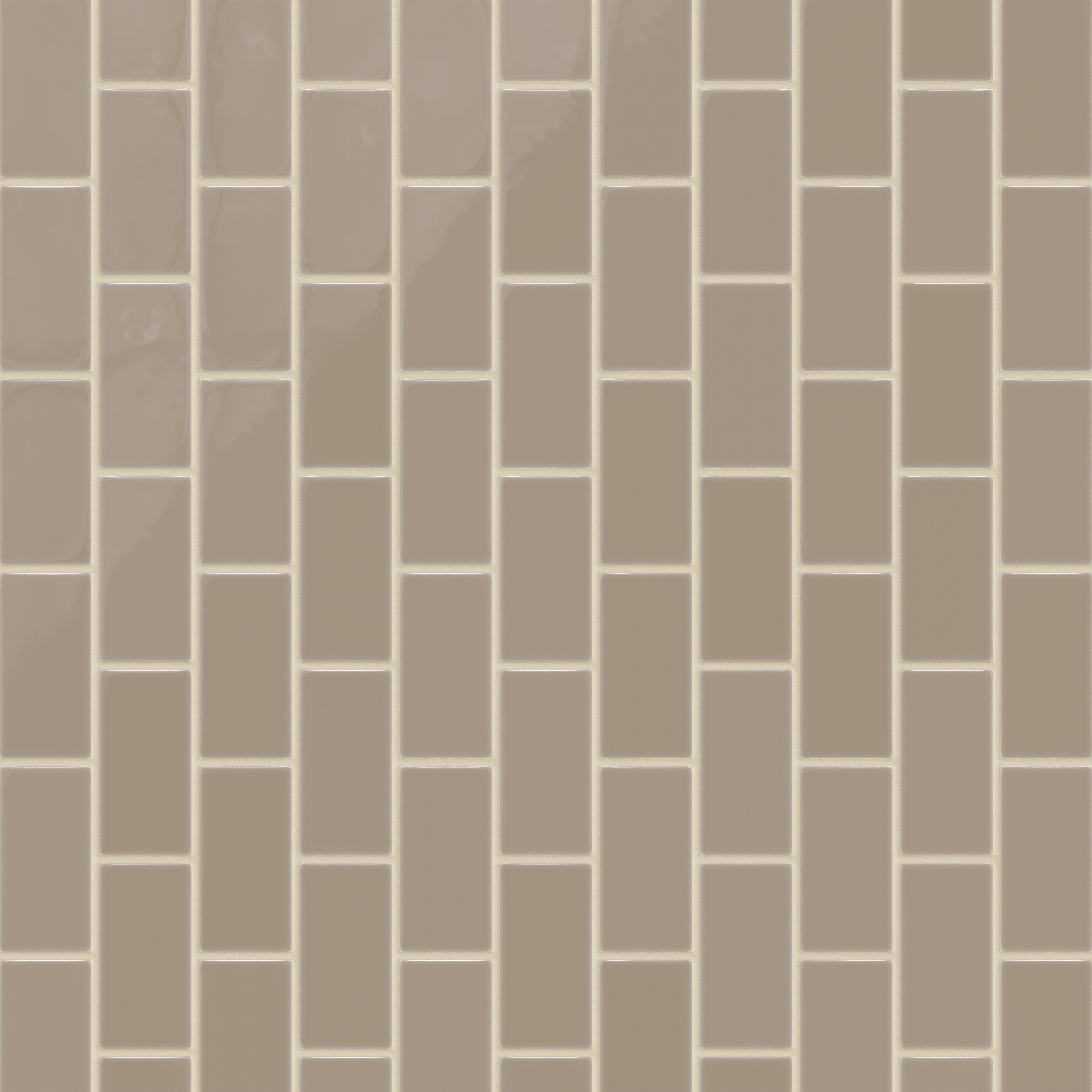 2x4 Half Offset Sheeted Natural Press Ceramic Mosaic Tile in Sawtooth Gloss