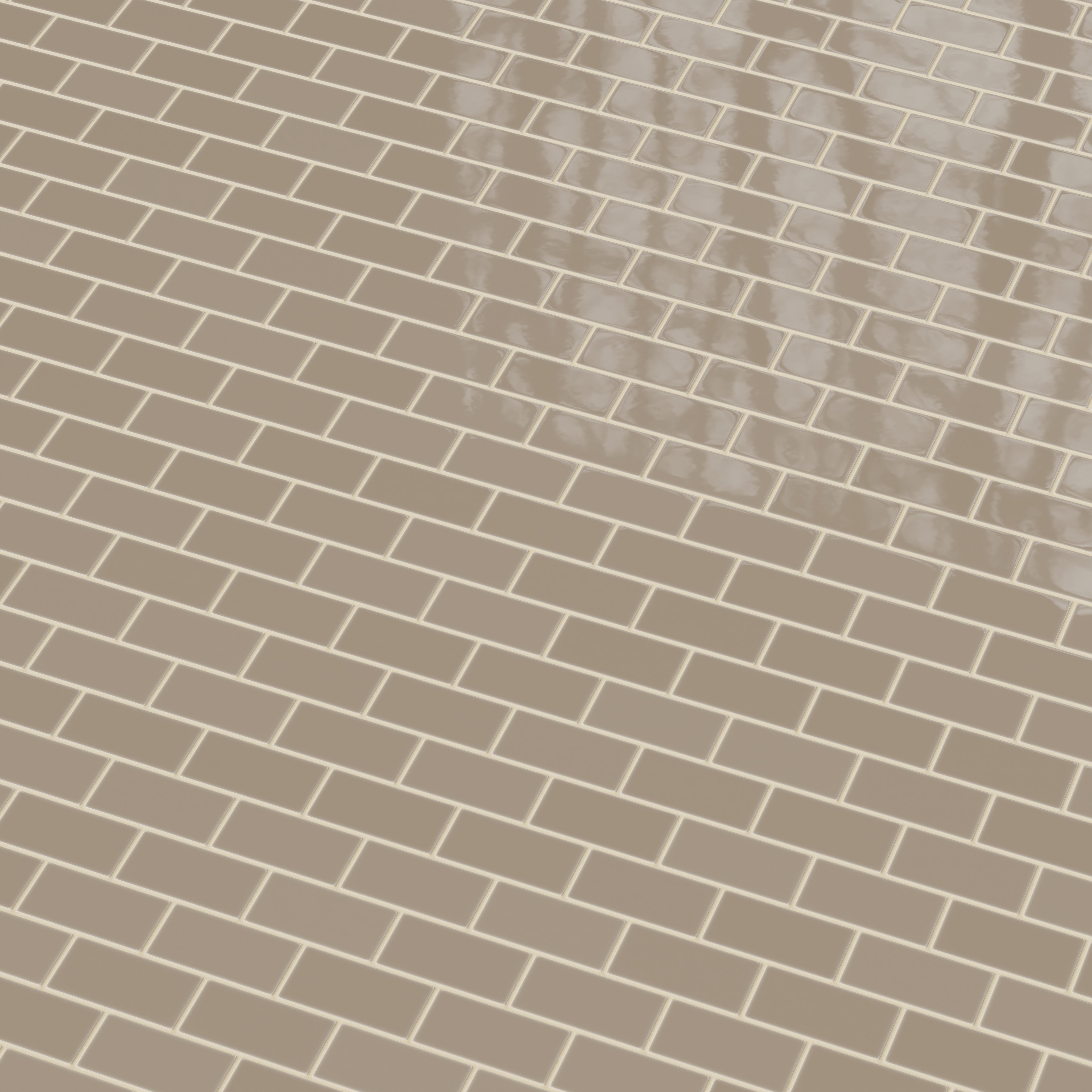 2x4 Half Offset Sheeted Natural Press Ceramic Mosaic Tile in Sawtooth Gloss