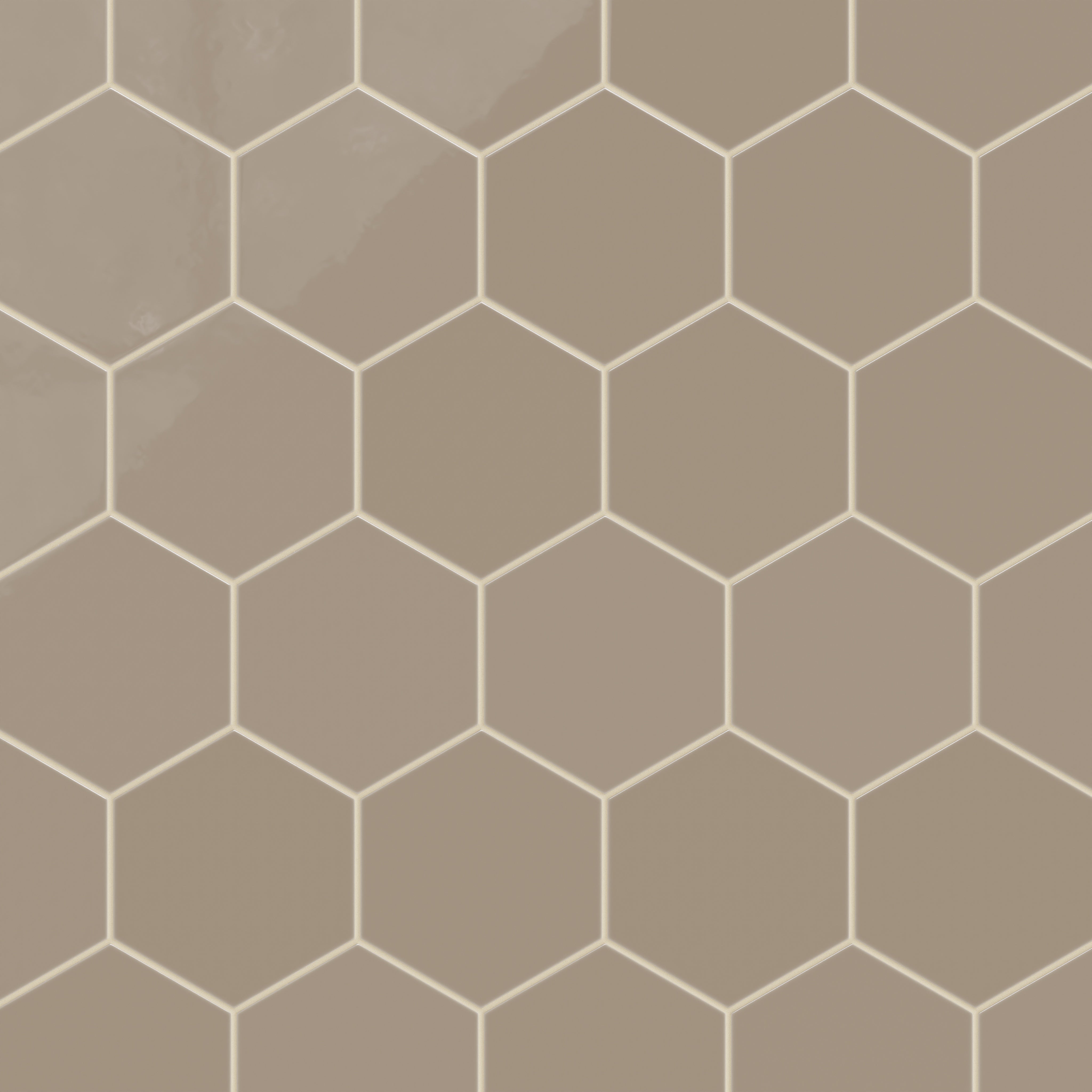 8" Hexagon Natural Press Ceramic Tile in Sawtooth Gloss
