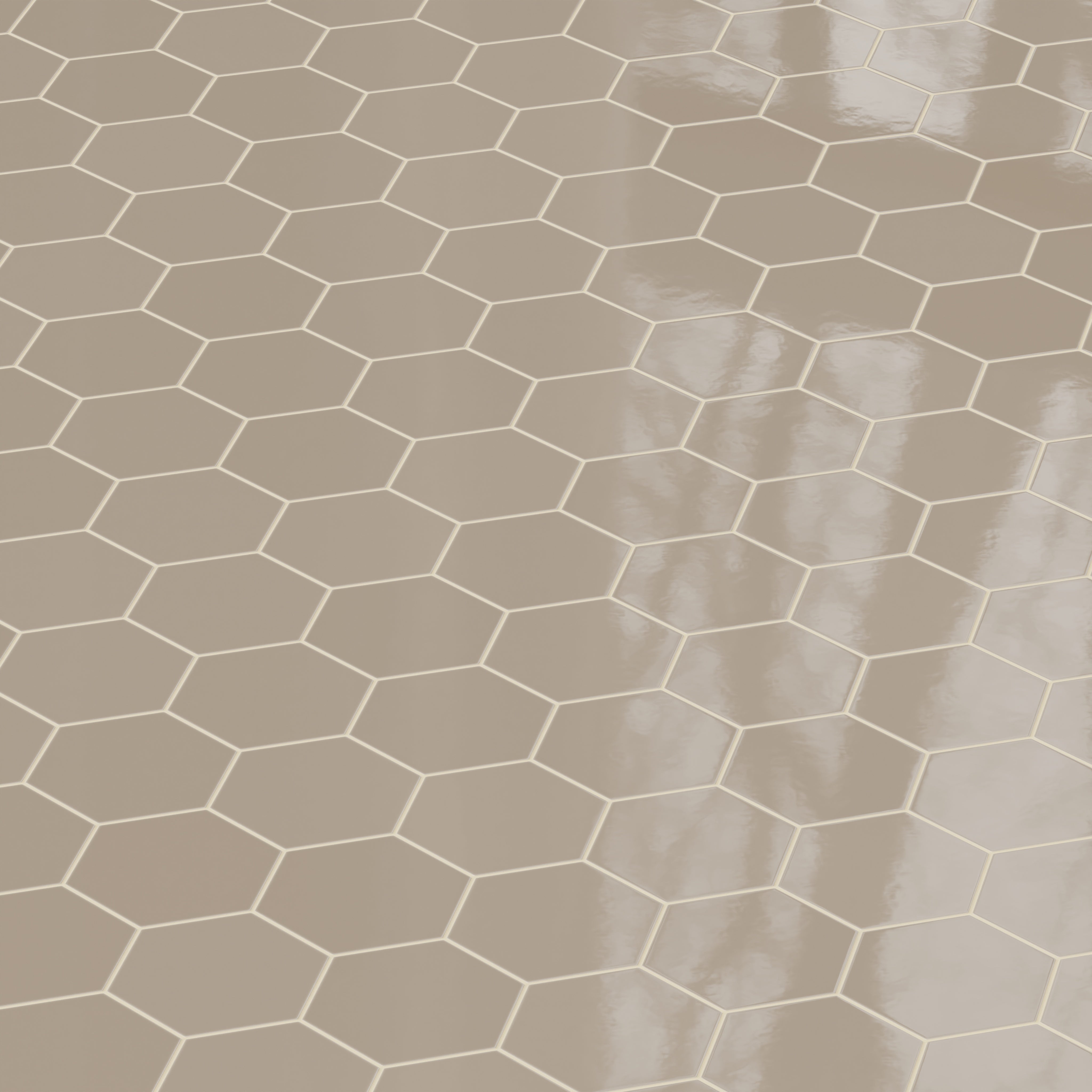 8" Hexagon Natural Press Ceramic Tile in Sawtooth Gloss