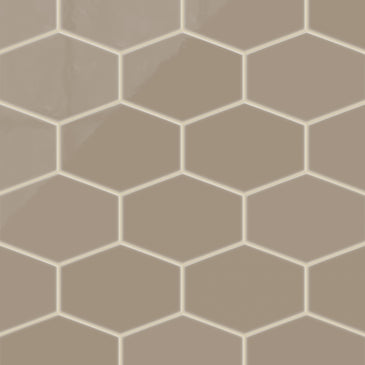 Elongated Hexagon Natural Press Ceramic Tile in Sawtooth Gloss