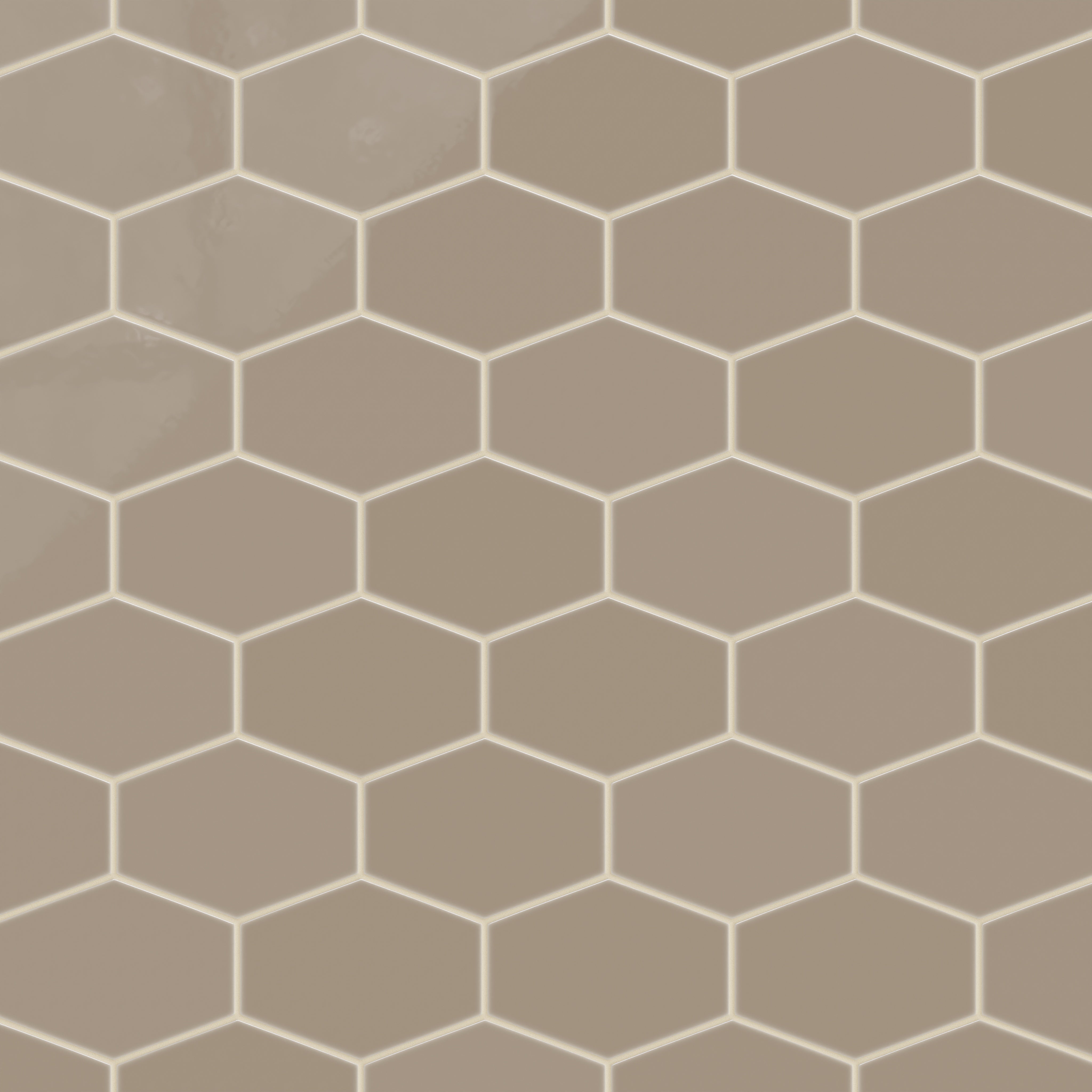 Elongated Hexagon Natural Press Ceramic Tile in Sawtooth Gloss