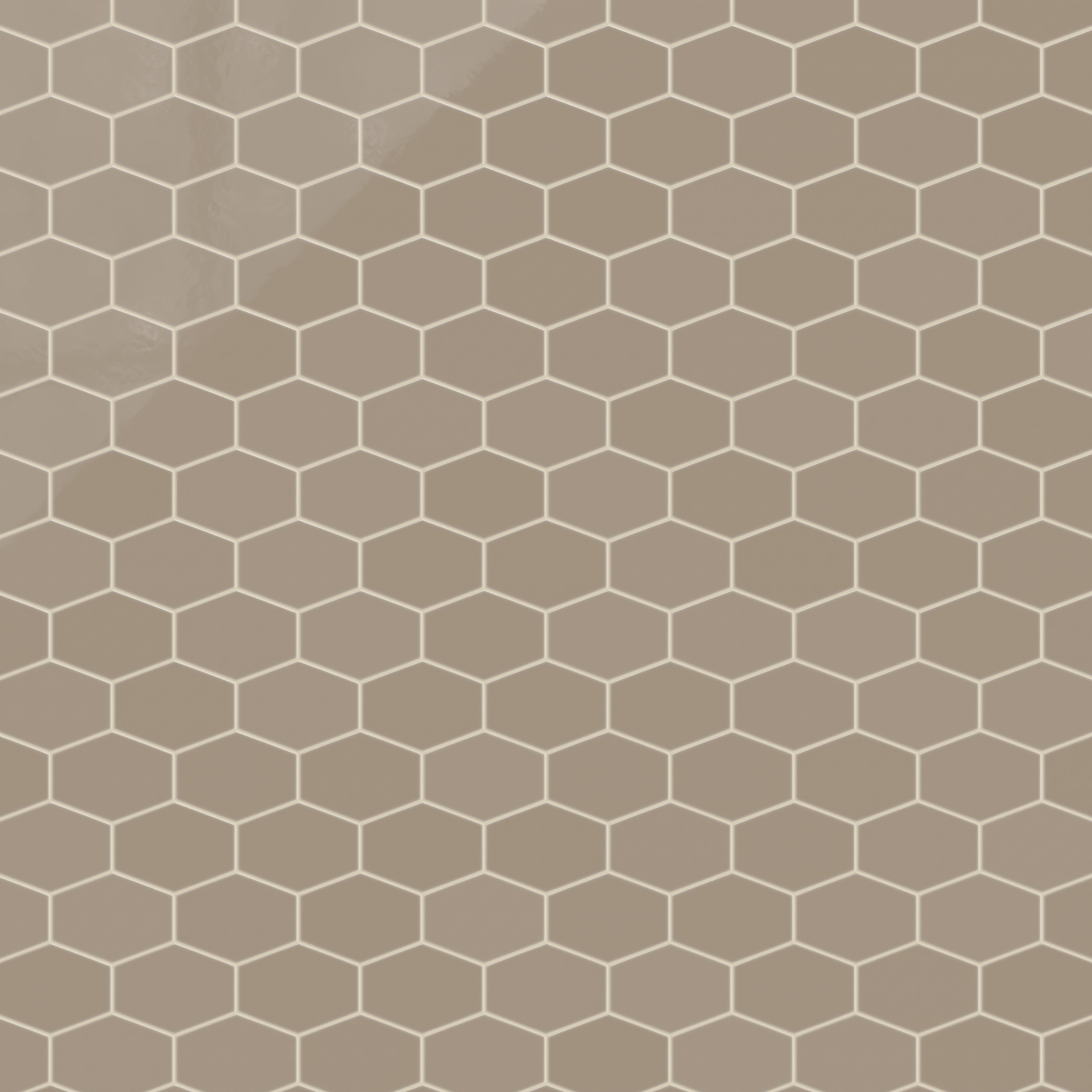 Elongated Hexagon Natural Press Ceramic Tile in Sawtooth Gloss