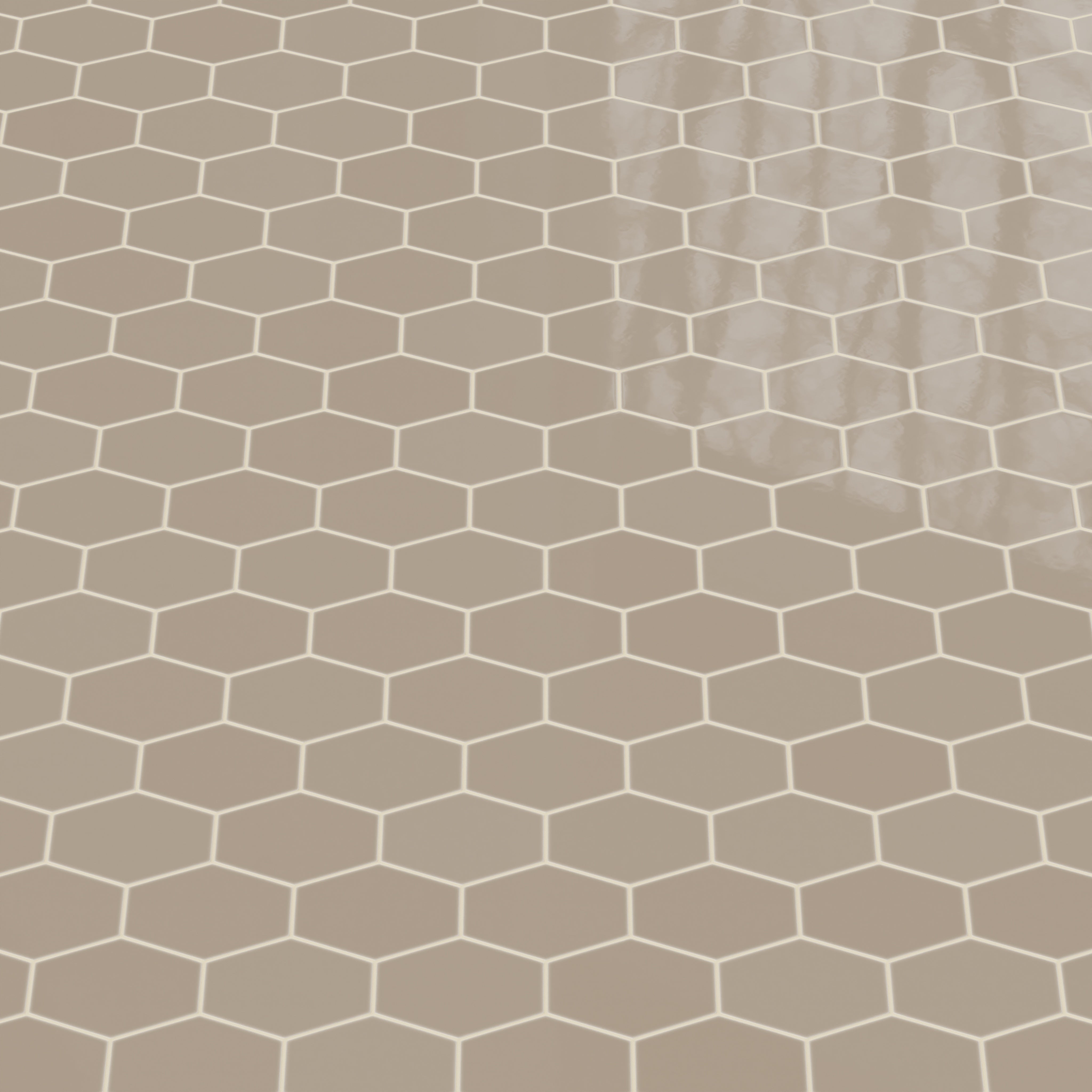 Elongated Hexagon Natural Press Ceramic Tile in Sawtooth Gloss