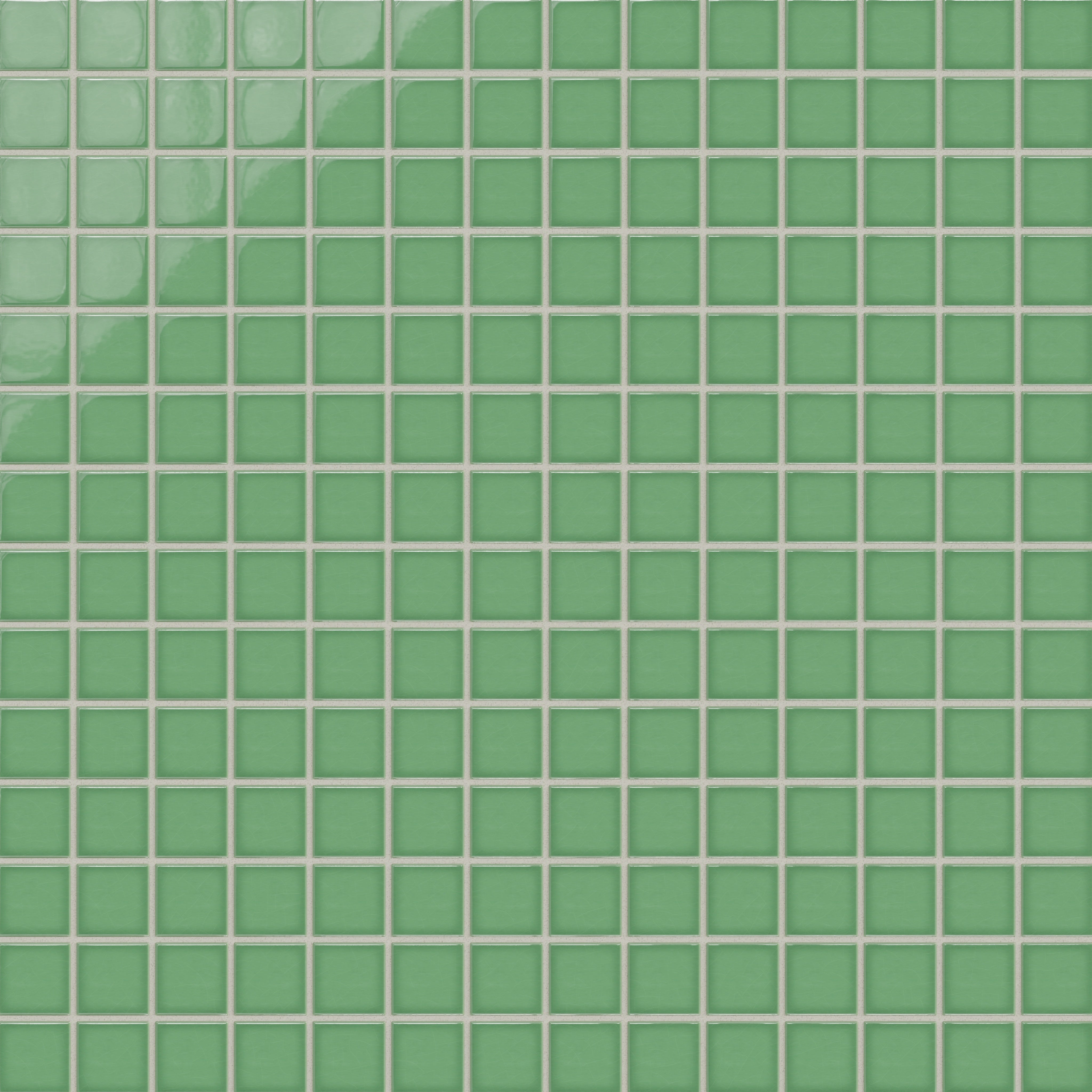 2x2 Straight Set Sheeted Original Ceramic Mosaic Tile in Sea Green Gloss