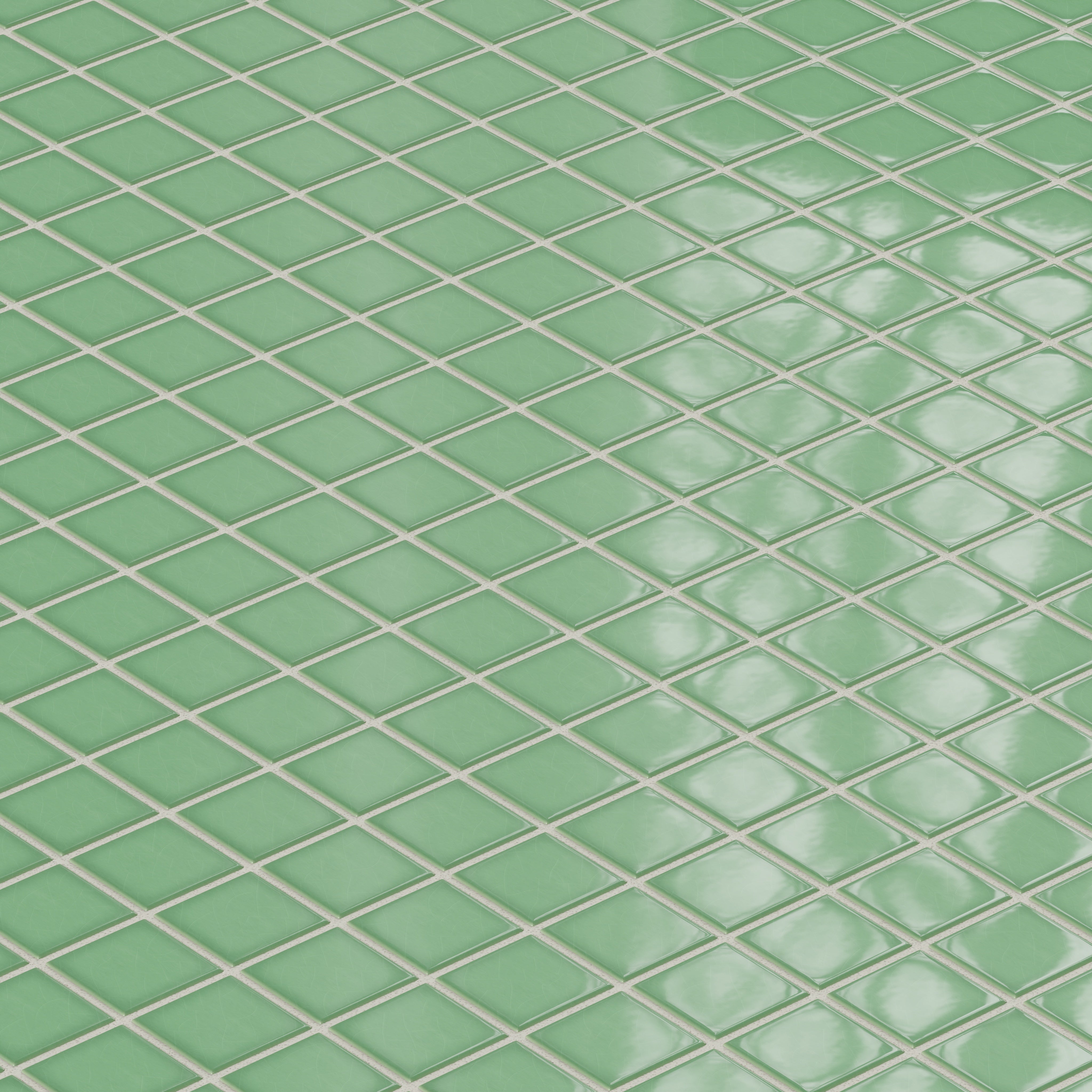 2x2 Straight Set Sheeted Original Ceramic Mosaic Tile in Sea Green Gloss