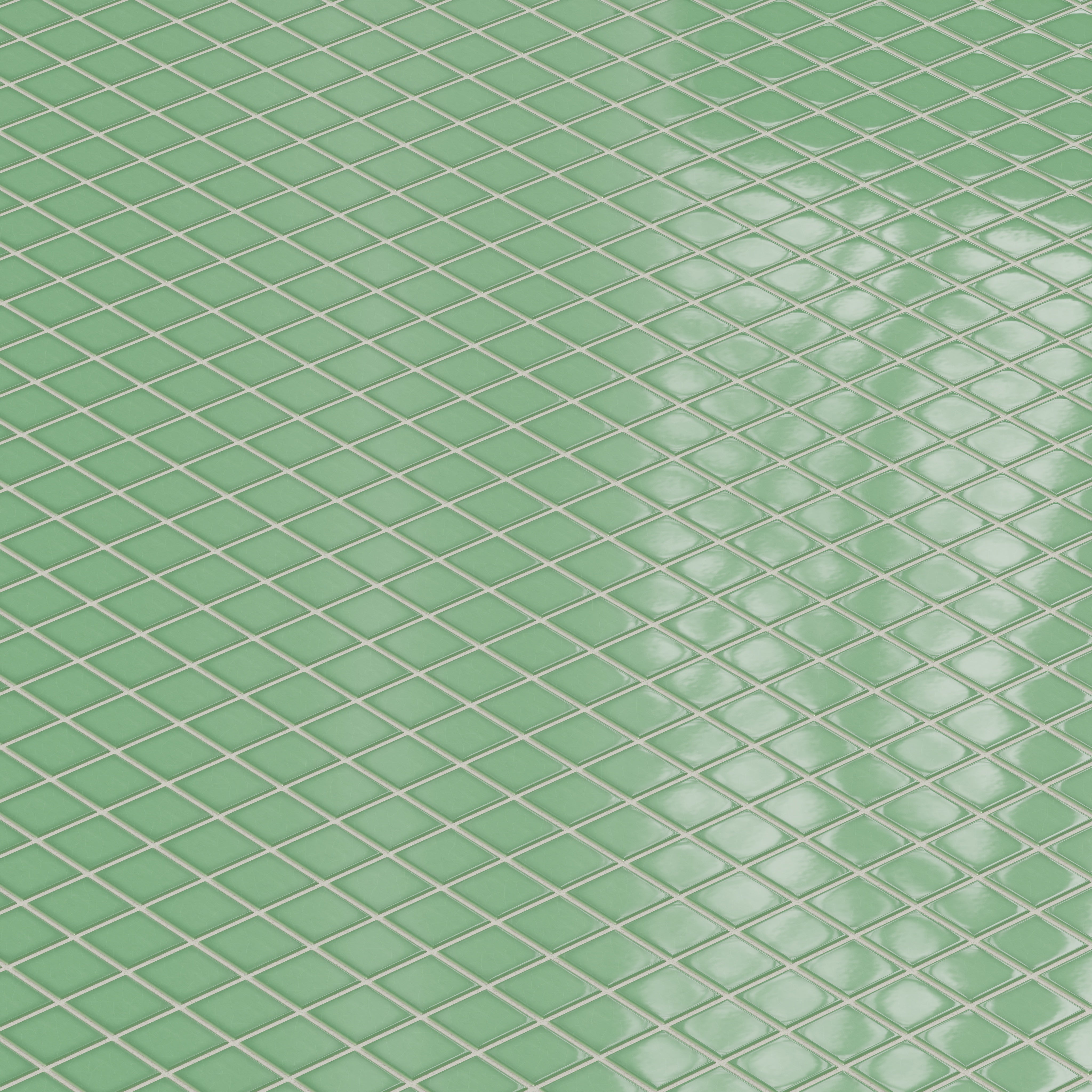 2x2 Straight Set Sheeted Original Ceramic Mosaic Tile in Sea Green Gloss