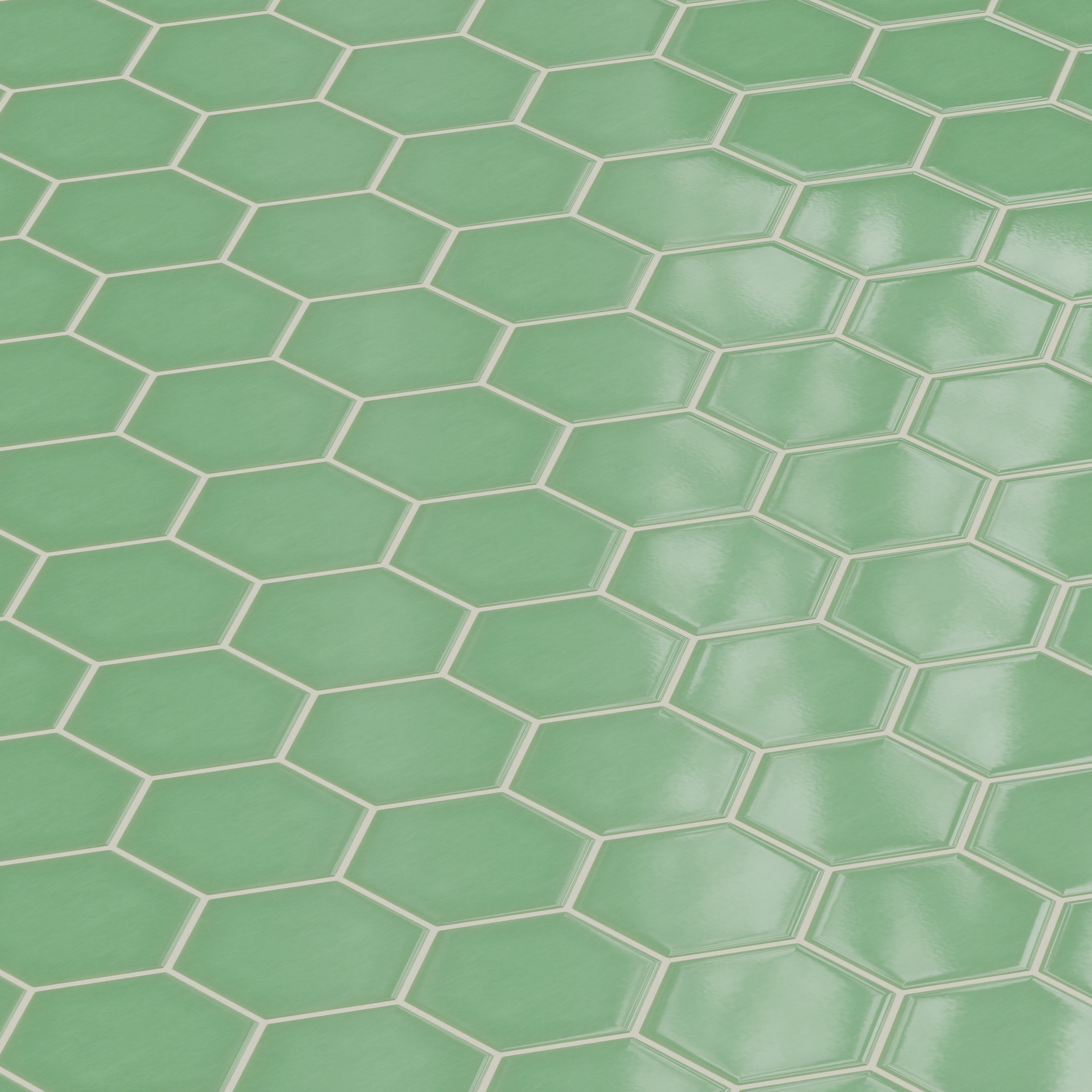 6" Hexagon Original Ceramic Tile in Sea Green Gloss