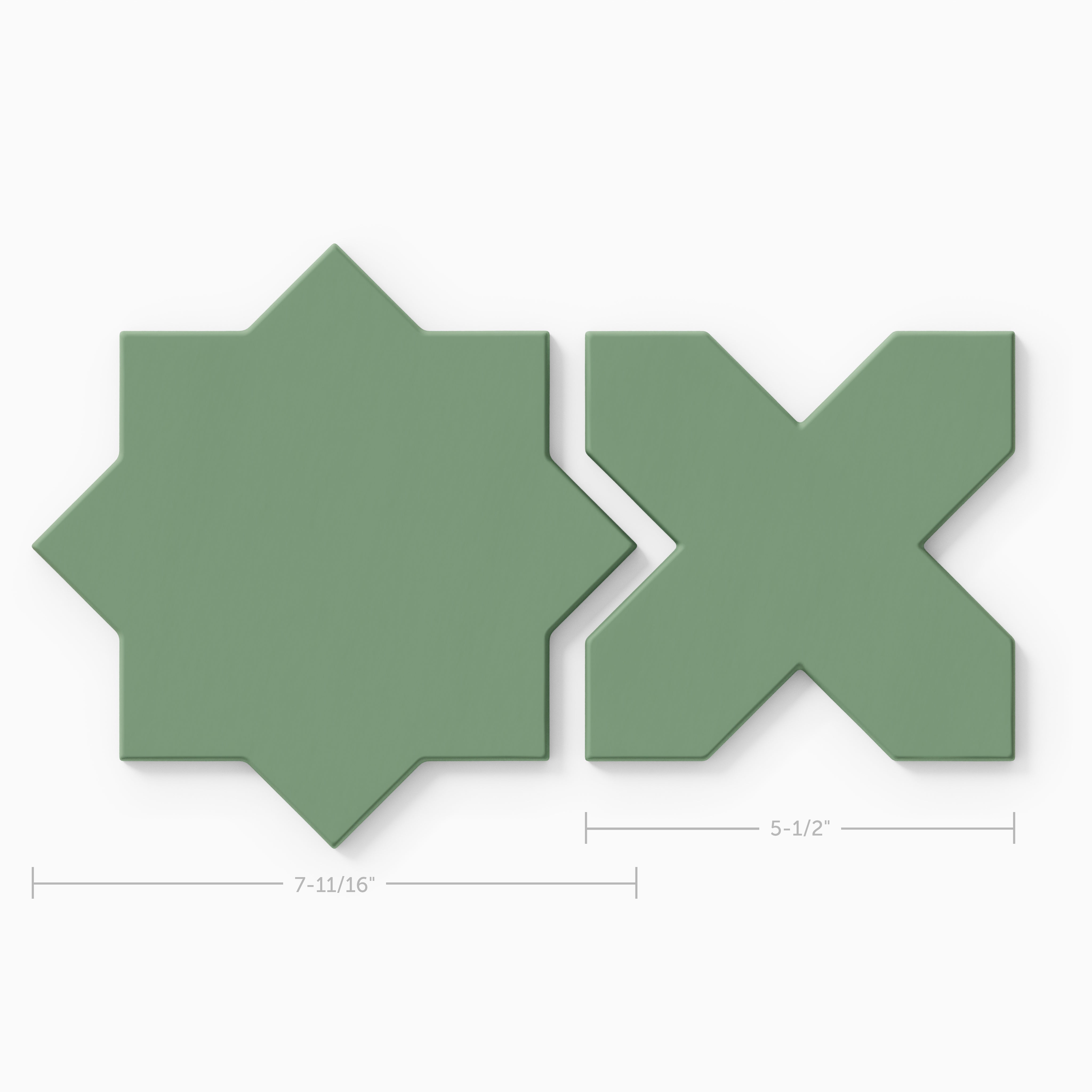 Star & Cross Original Ceramic Tile in Sea Green Matte