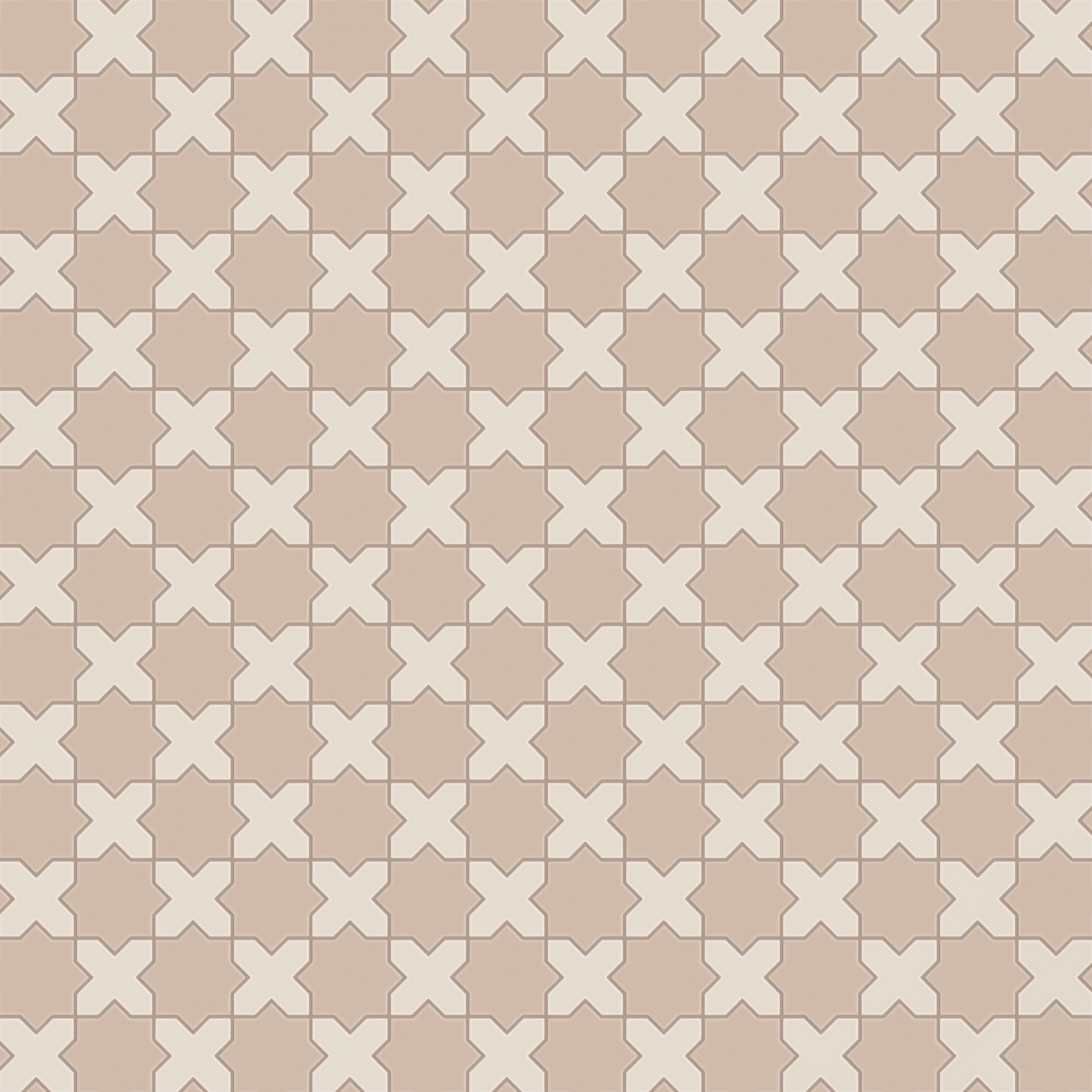 Mini Star & Cross Original Ceramic Tile in Sweet Pea Matte & Sand Dune Matte