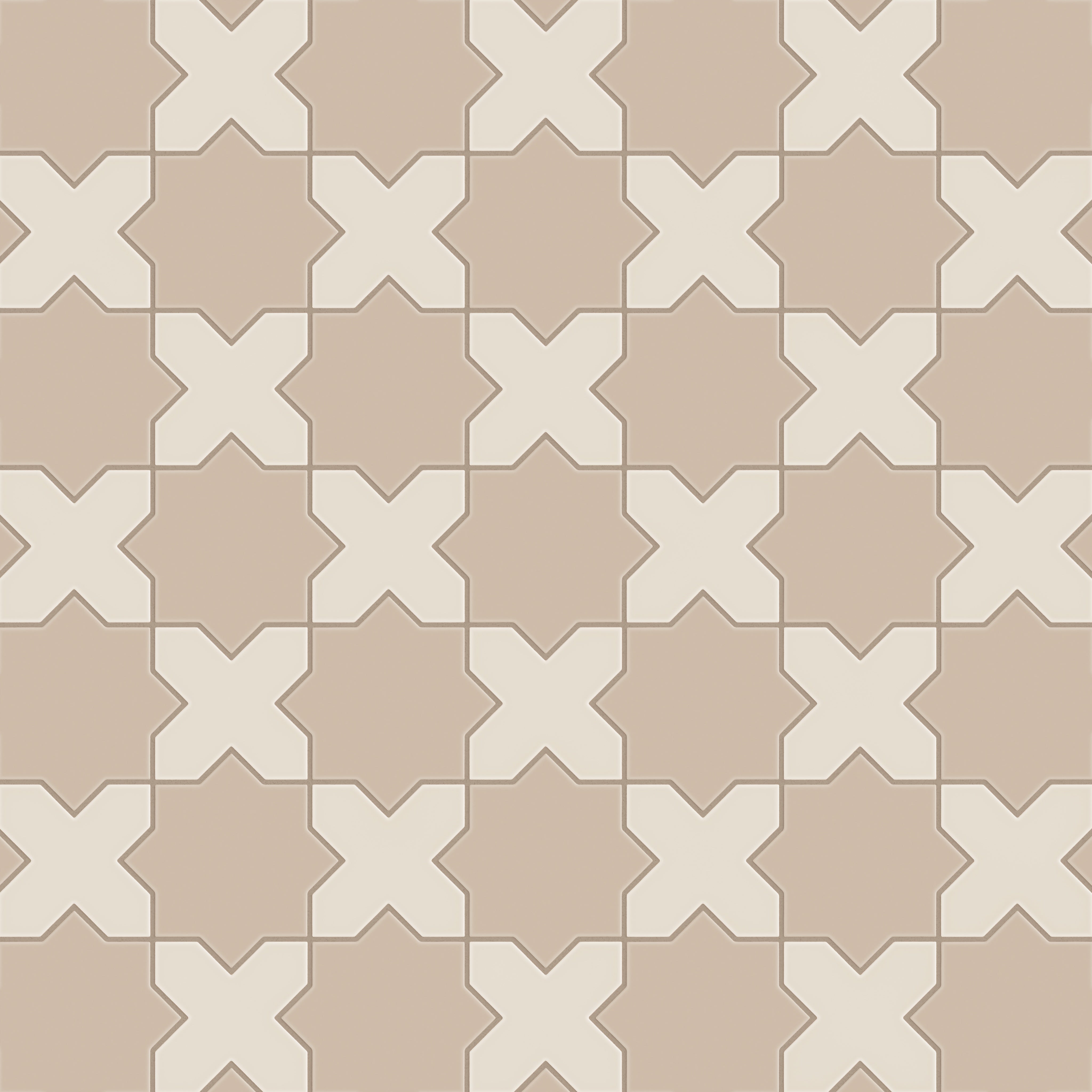 Star & Cross Original Ceramic Tile in Sweet Pea Matte & Sand Dune Matte