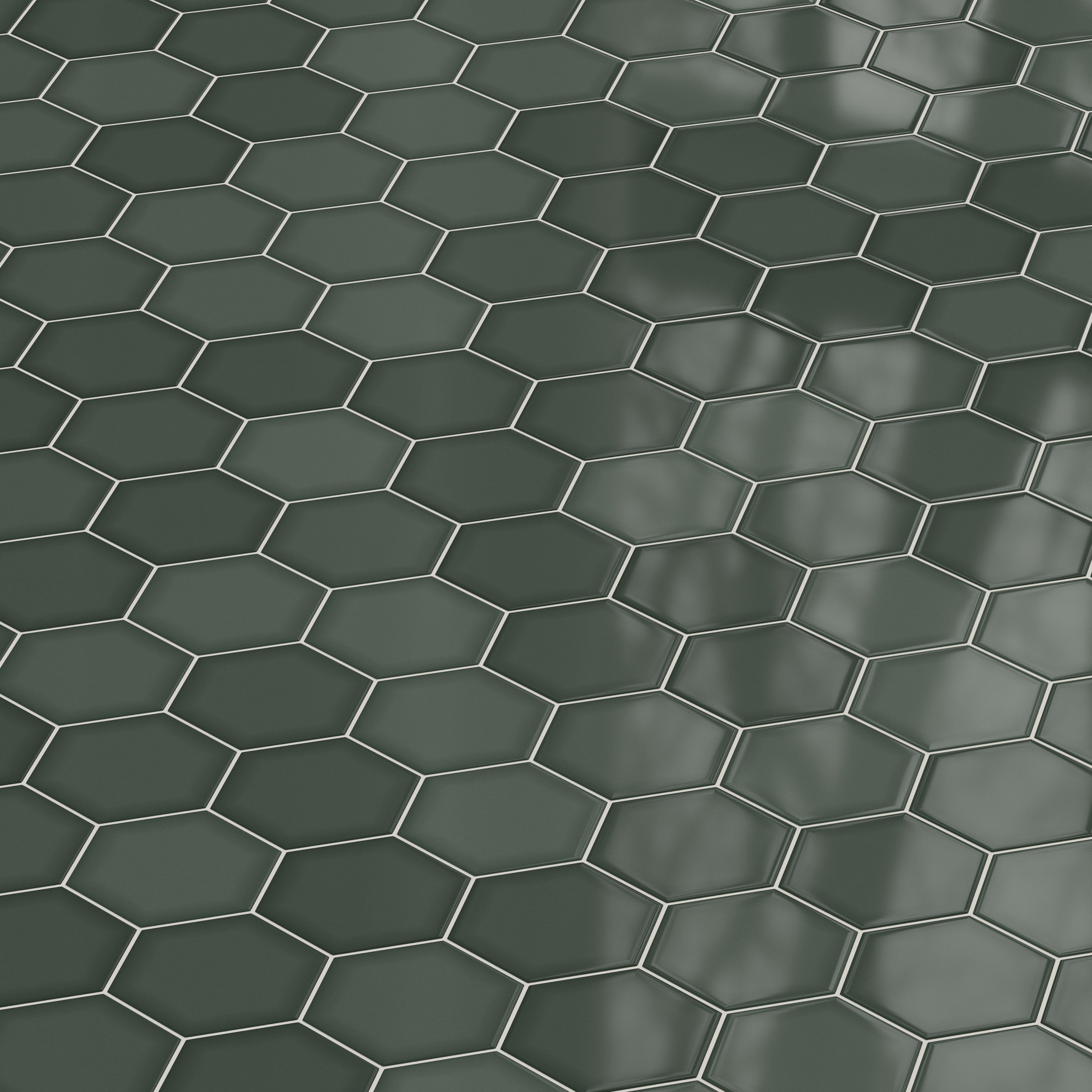 8" Hexagon Original Ceramic Tile in Tempest Gloss