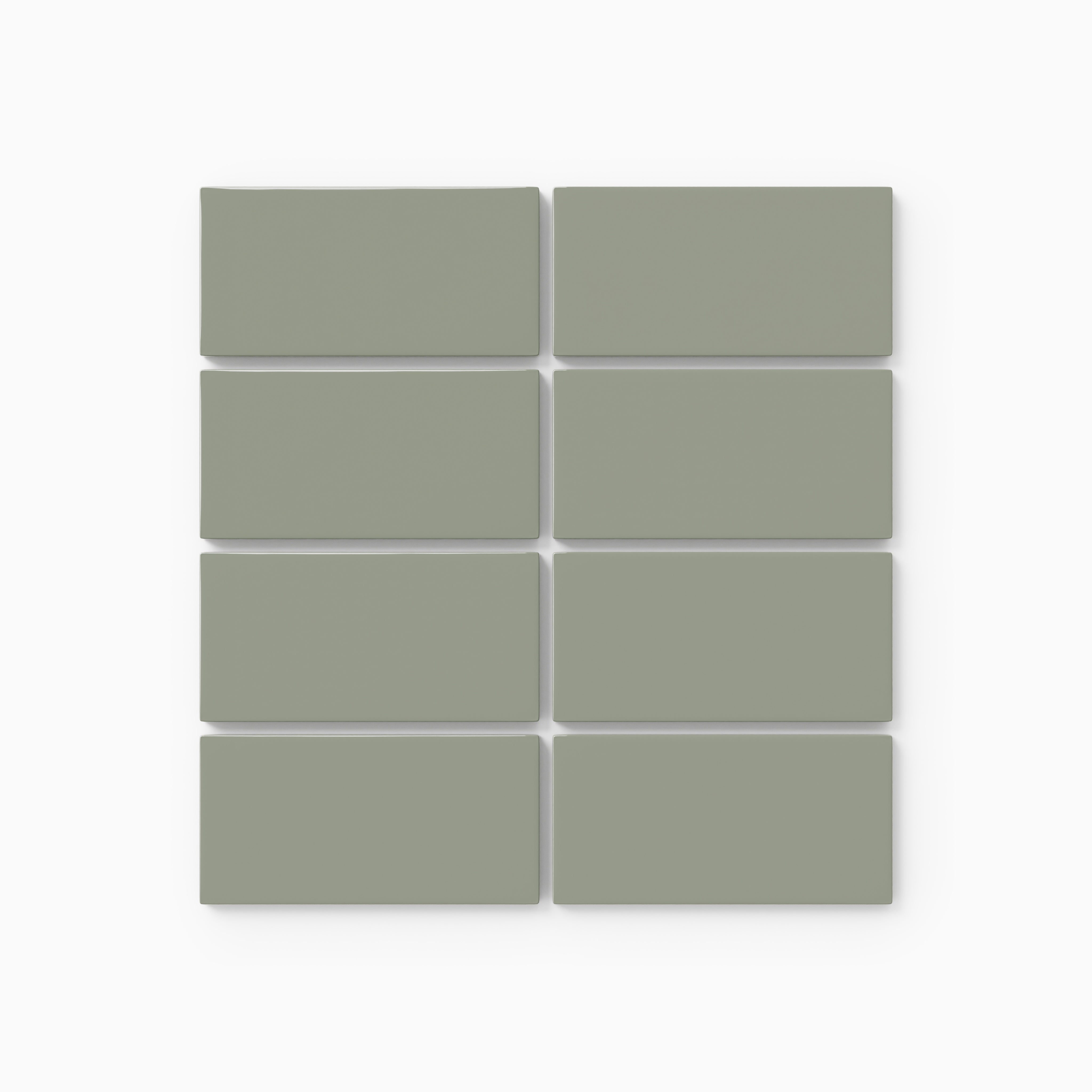 2x4 Straight Set Sheeted Natural Press Ceramic Mosaic Tile in Terre Verte Gloss
