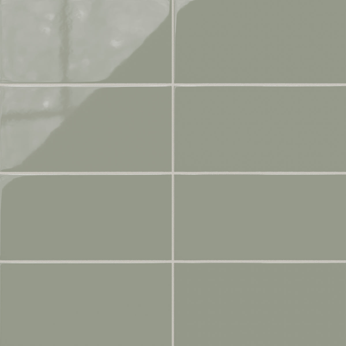 6x12 Natural Press Ceramic Tile in Terre Verte Gloss