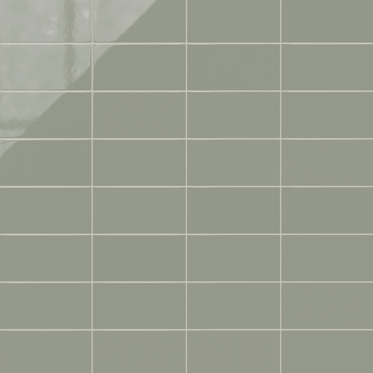 6x12 Natural Press Ceramic Tile in Terre Verte Gloss