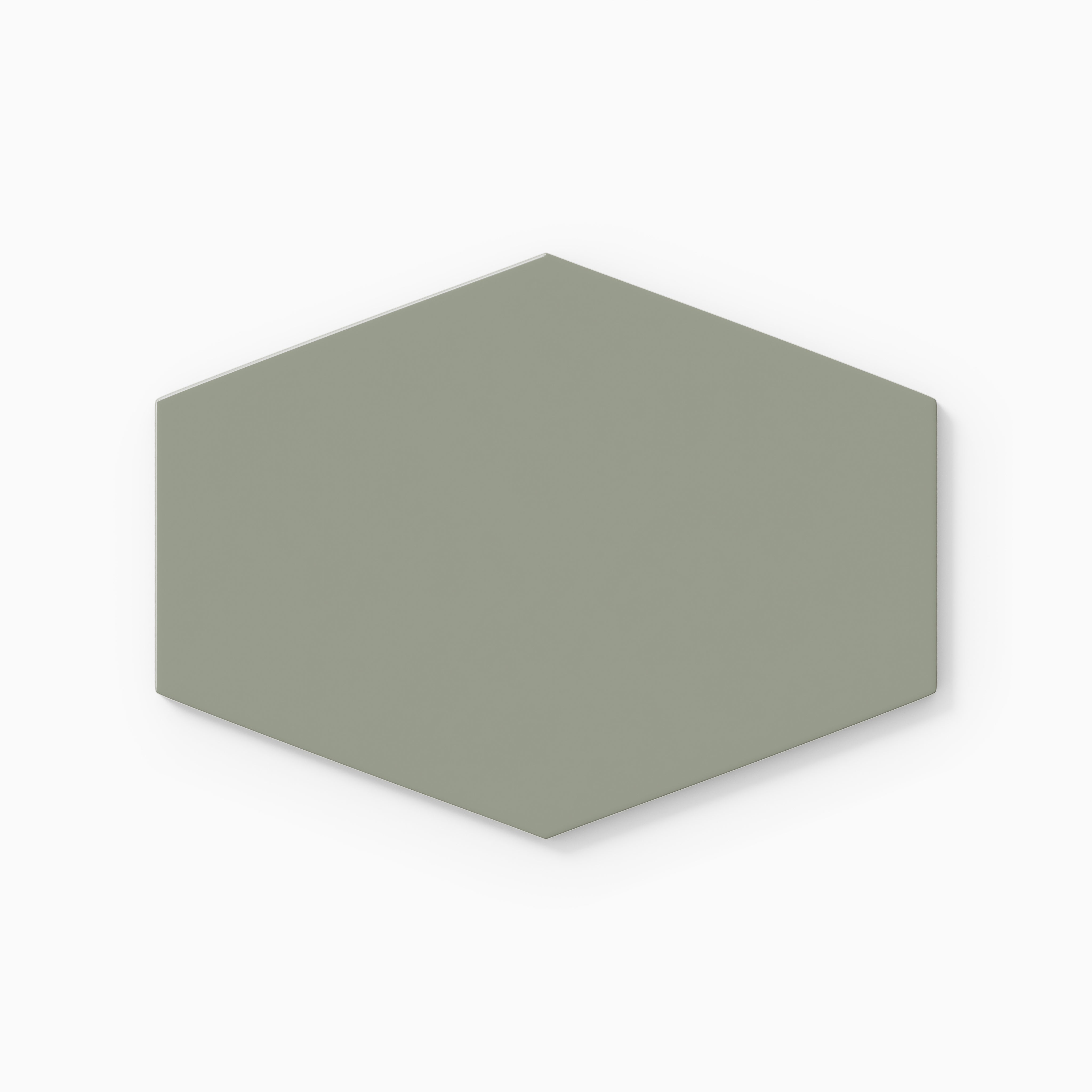 Elongated Hexagon Natural Press Ceramic Tile in Terre Verte Gloss