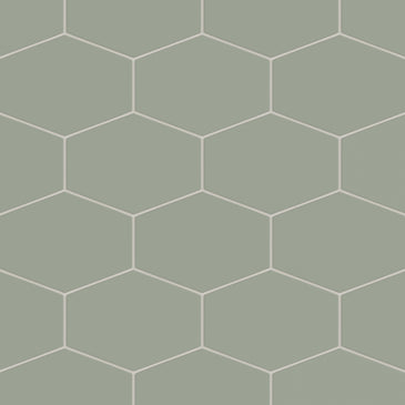 Elongated Hexagon Natural Press Ceramic Tile in Terre Verte Matte