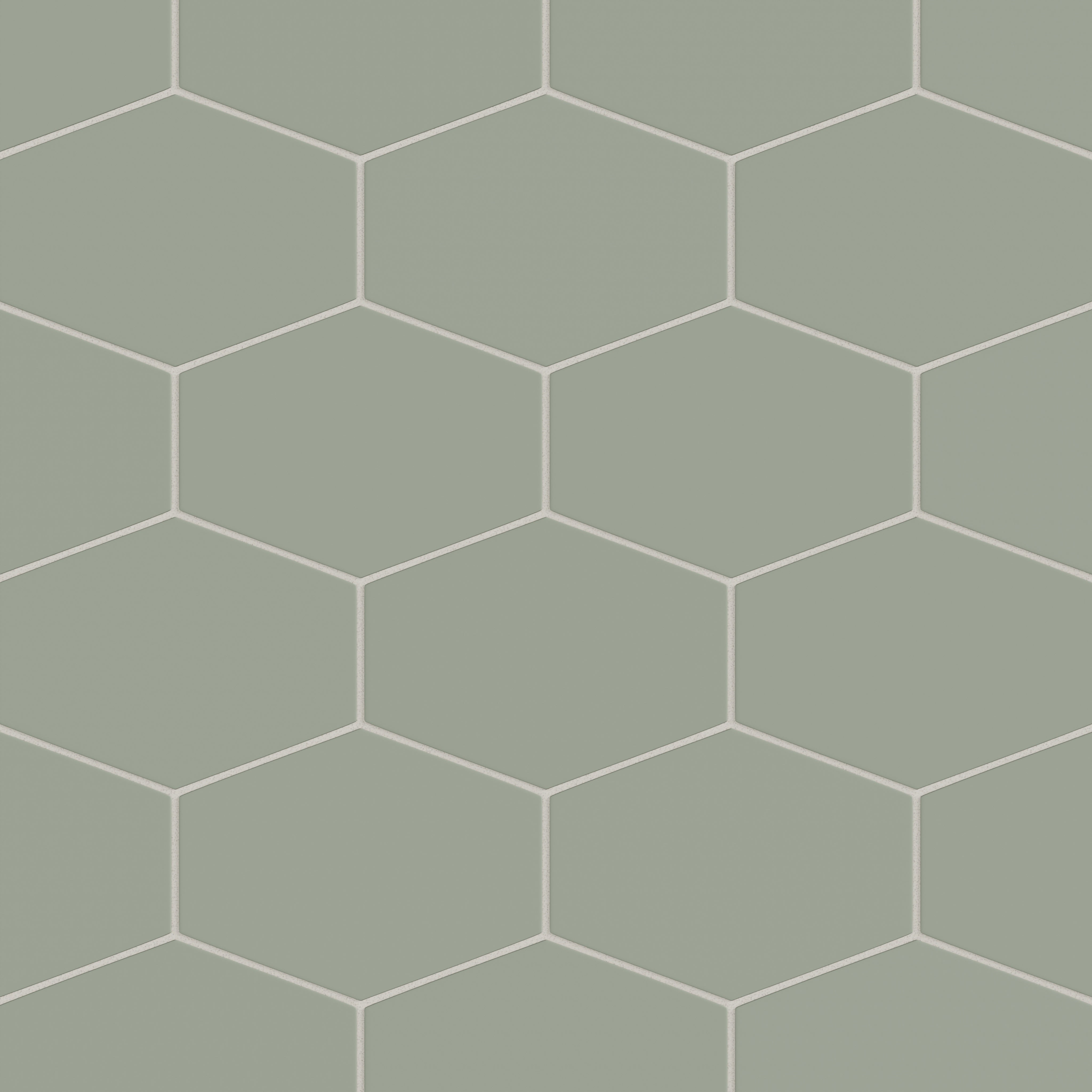 Elongated Hexagon Natural Press Ceramic Tile in Terre Verte Matte