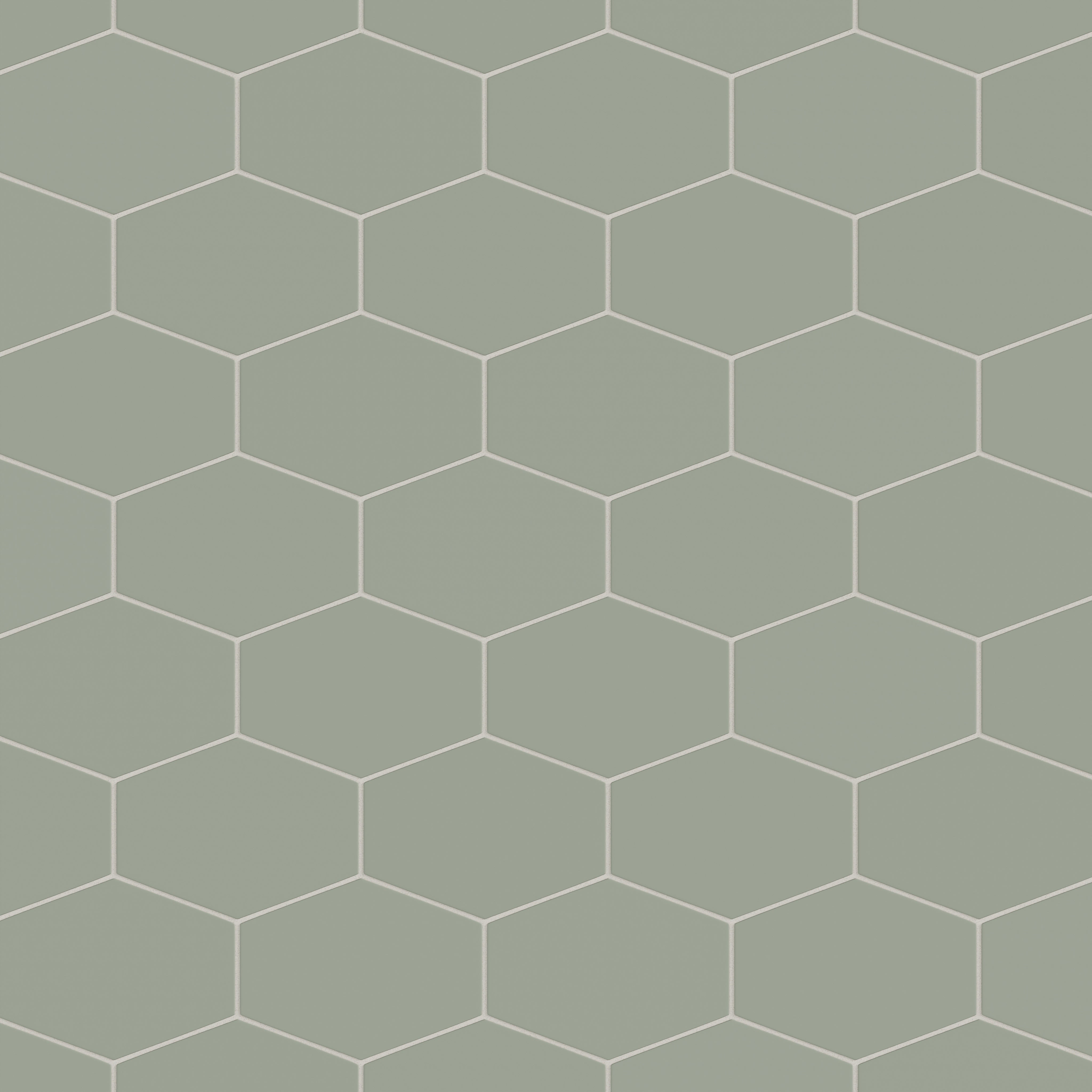 Elongated Hexagon Natural Press Ceramic Tile in Terre Verte Matte