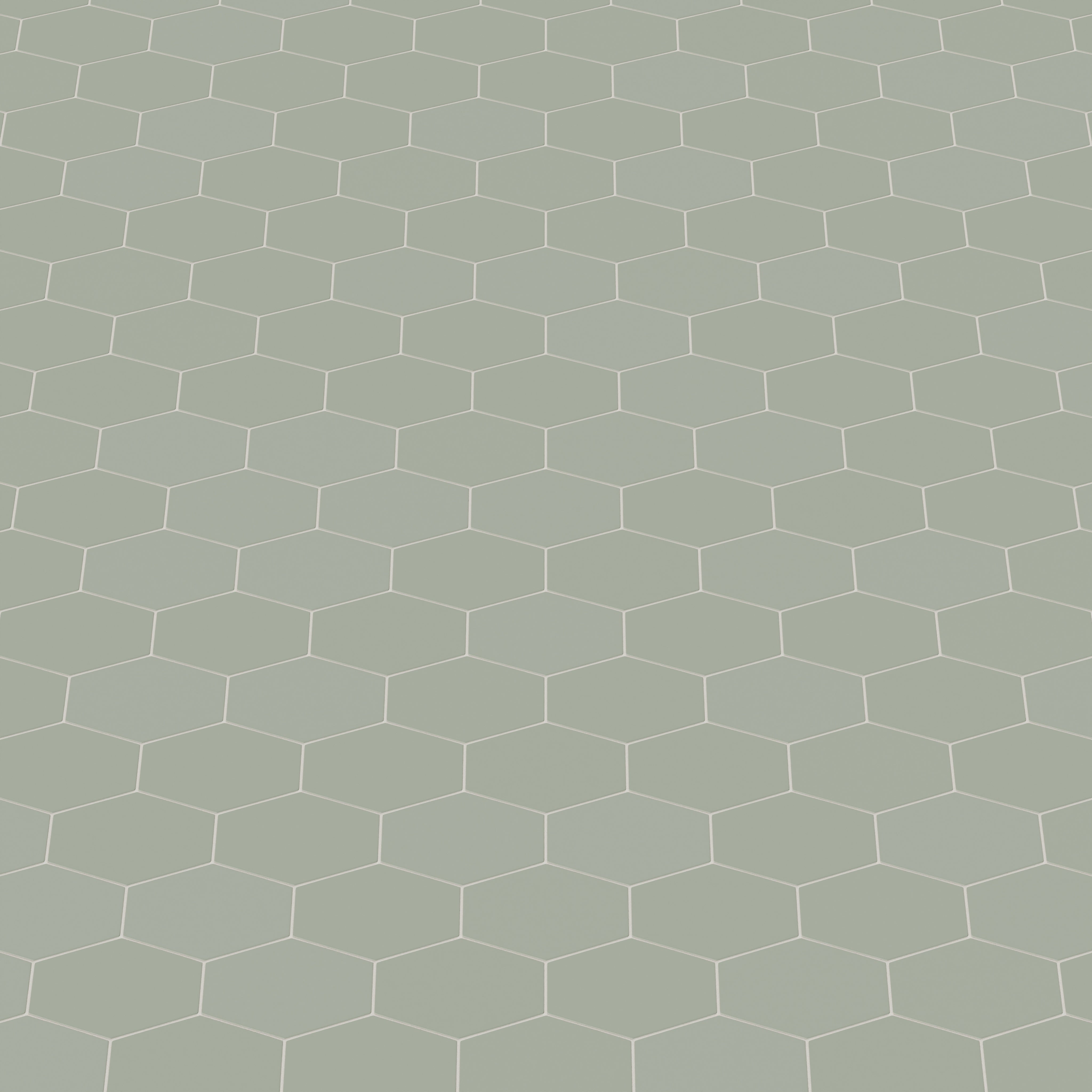 Elongated Hexagon Natural Press Ceramic Tile in Terre Verte Matte