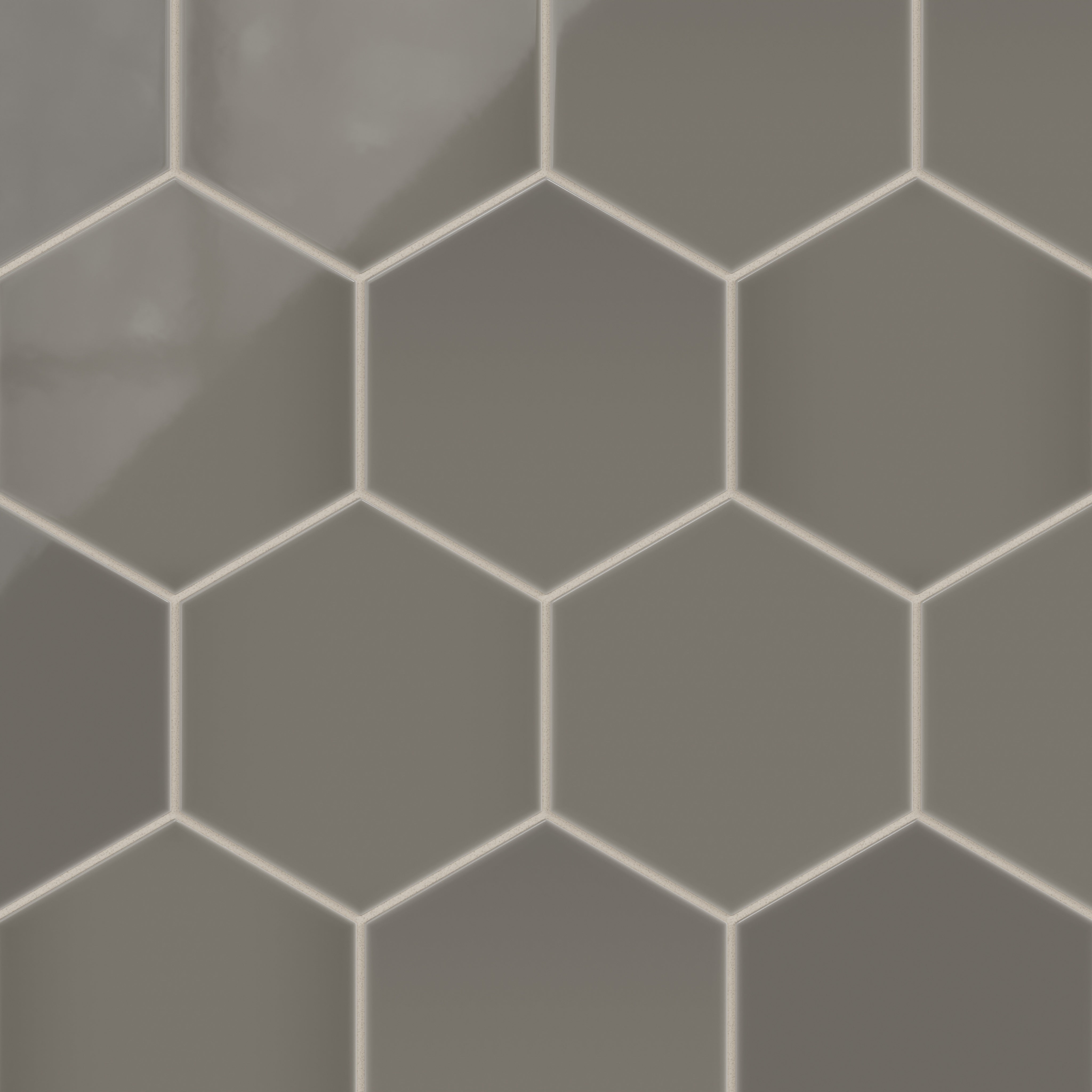 8" Hexagon Natural Press Ceramic Tile in Timberline Gloss