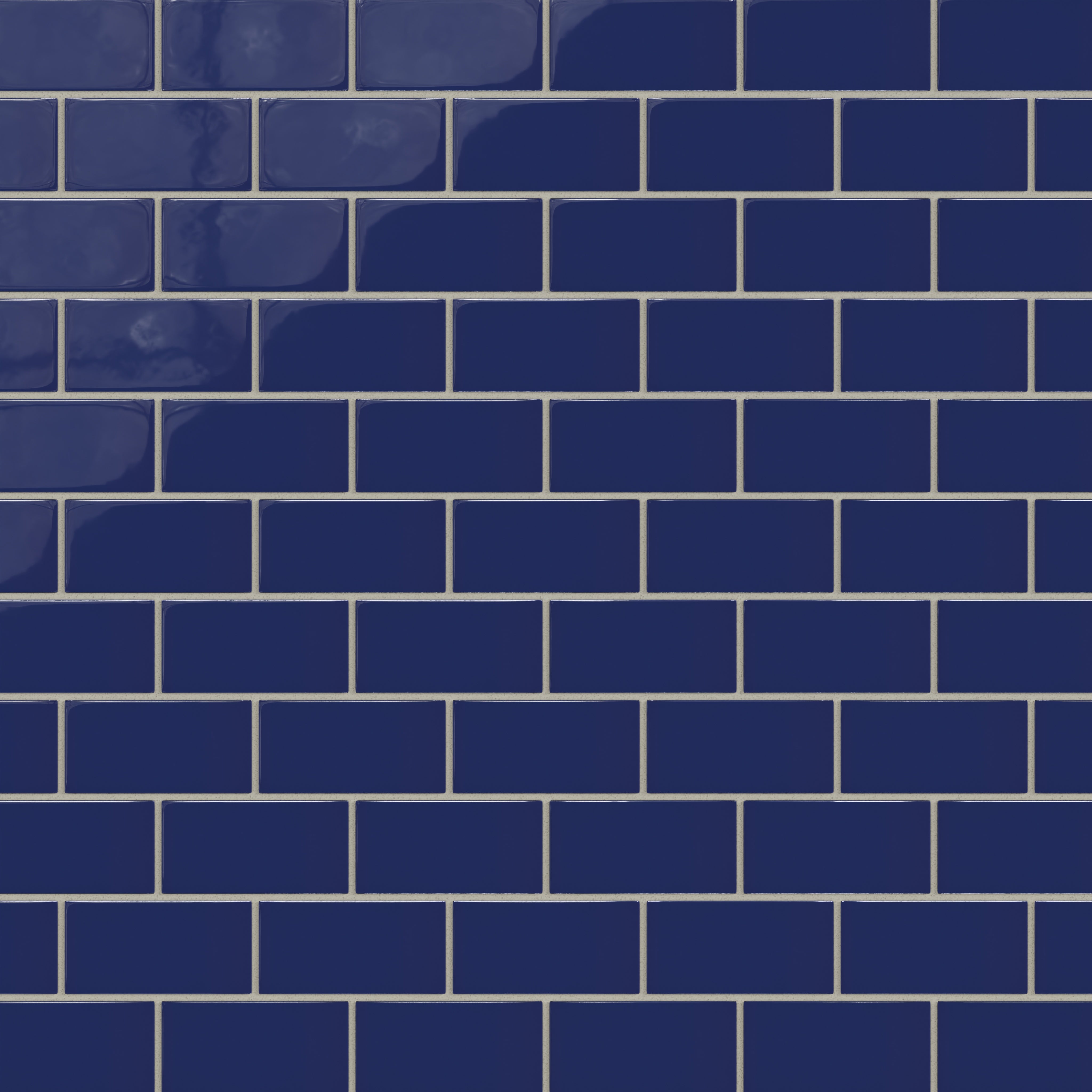 2x4 Half Offset Sheeted Natural Press Ceramic Mosaic Tile in Ultramarine Gloss