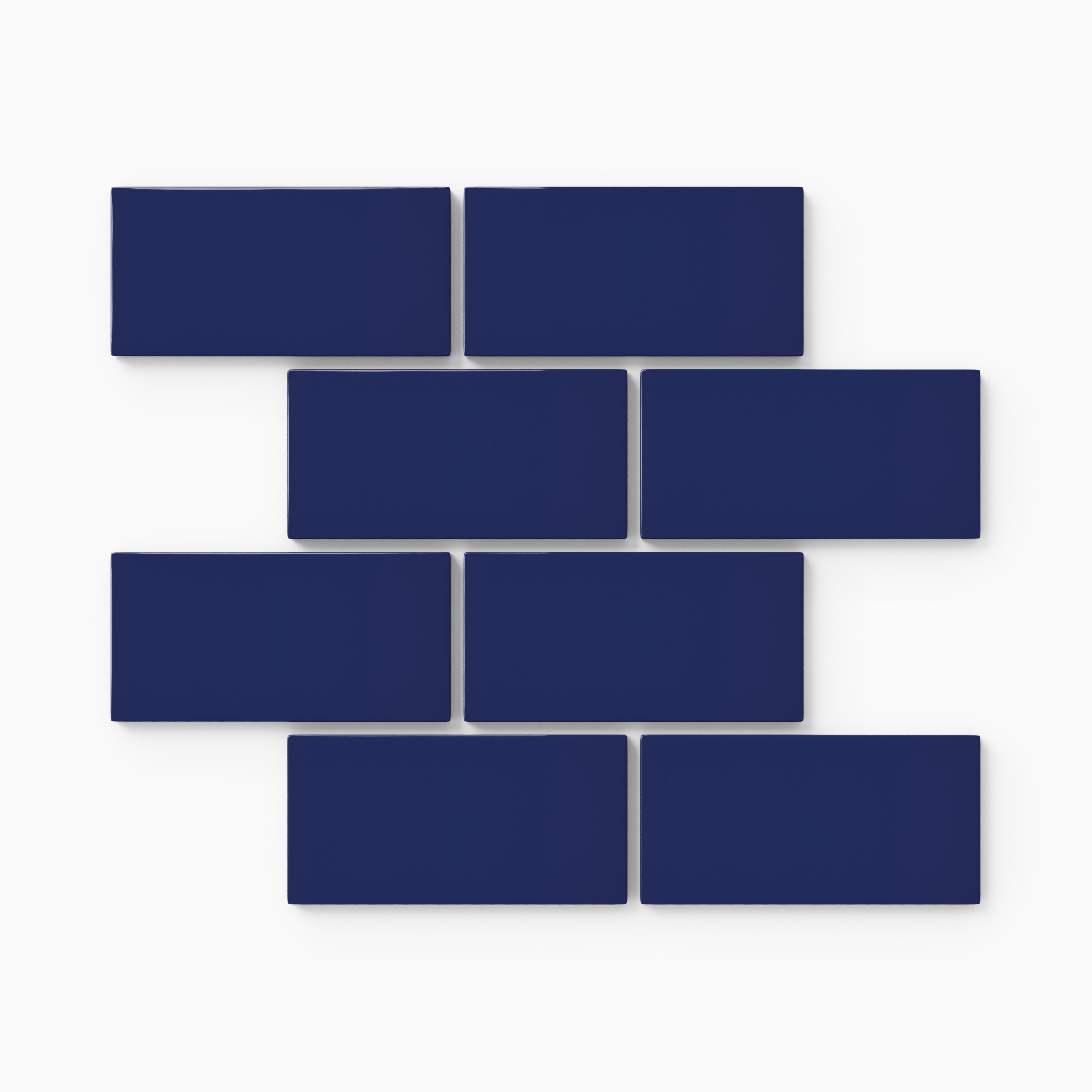 2x4 Half Offset Sheeted Natural Press Ceramic Mosaic Tile in Ultramarine Gloss