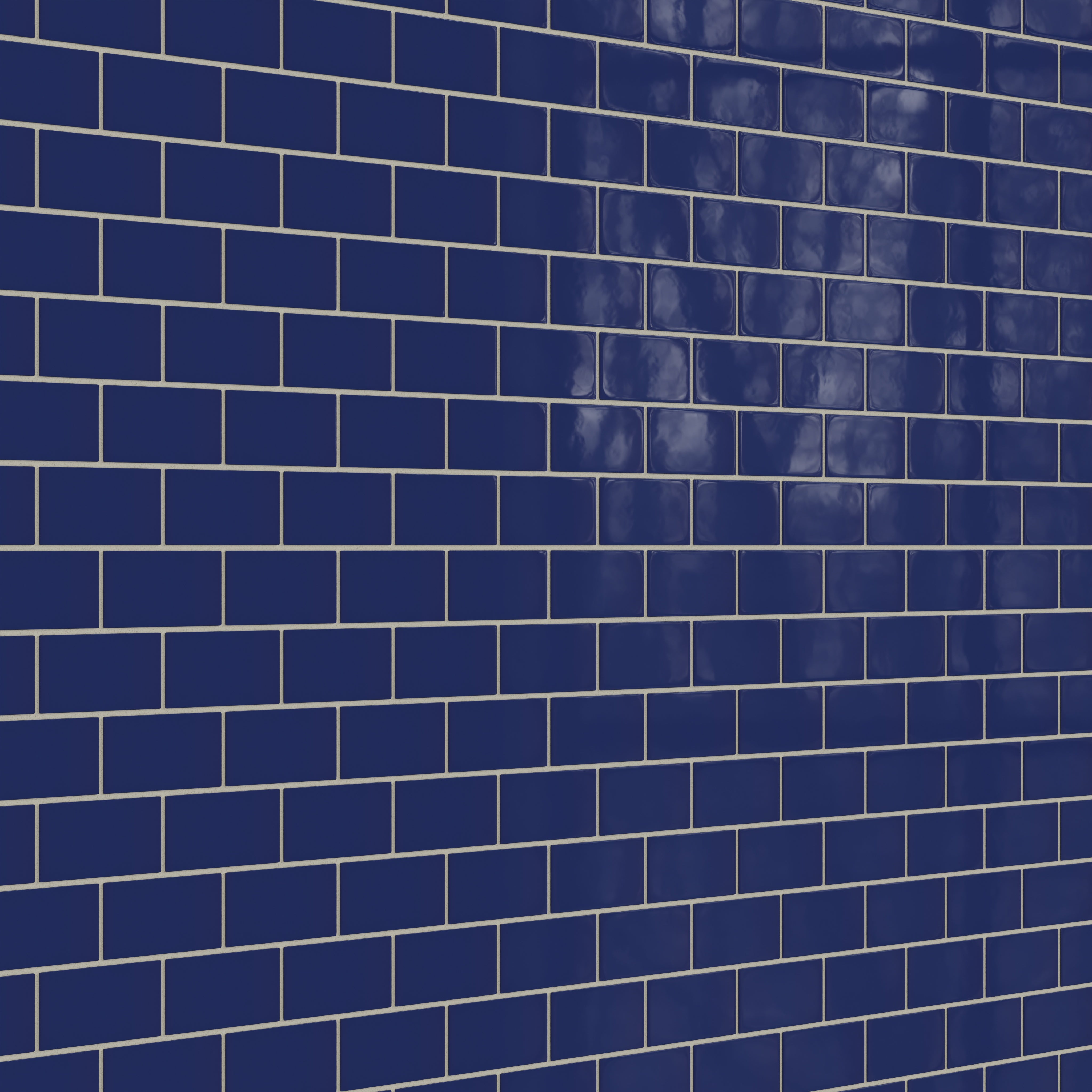 2x4 Half Offset Sheeted Natural Press Ceramic Mosaic Tile in Ultramarine Gloss