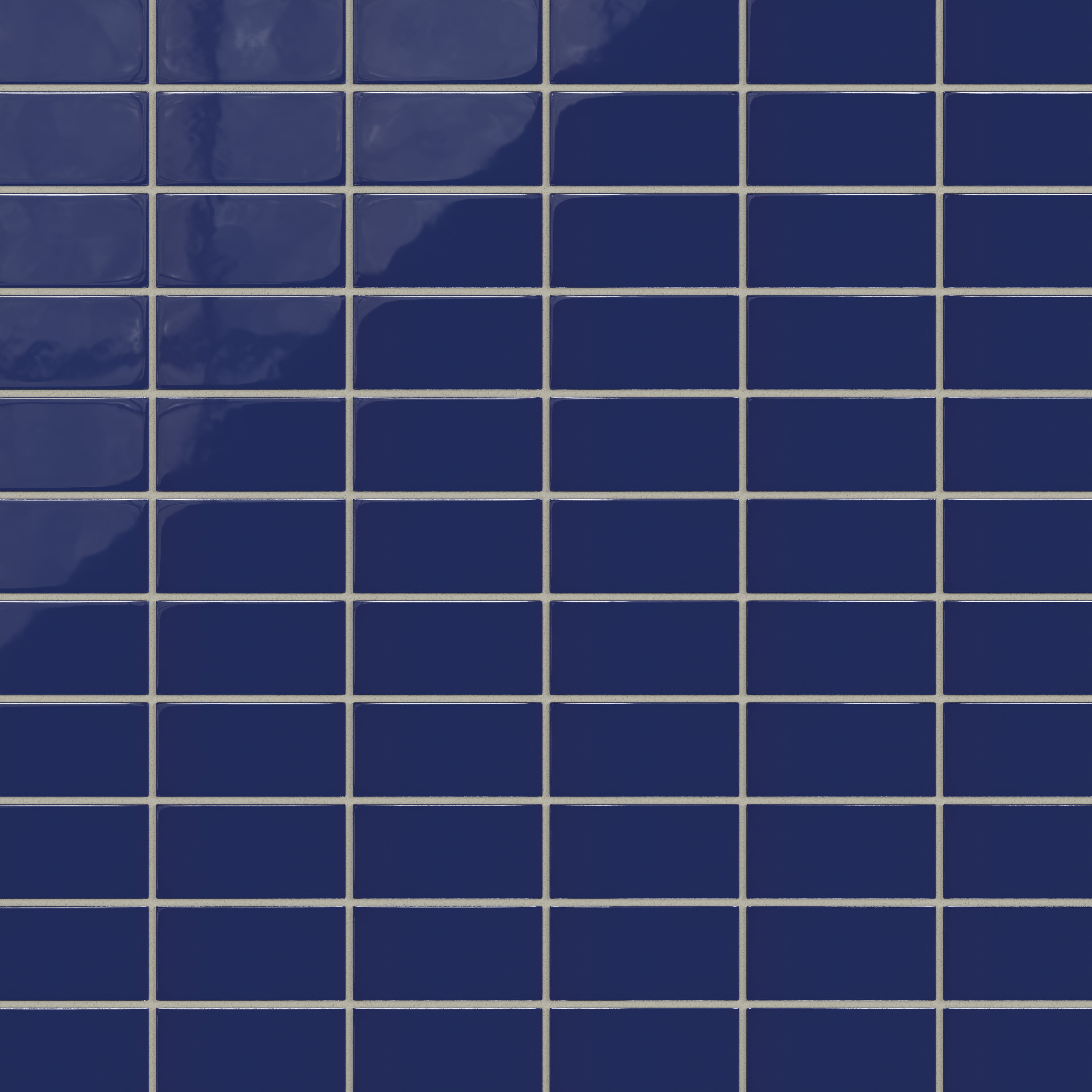 2x4 Straight Set Sheeted Natural Press Ceramic Mosaic Tile in Ultramarine Gloss