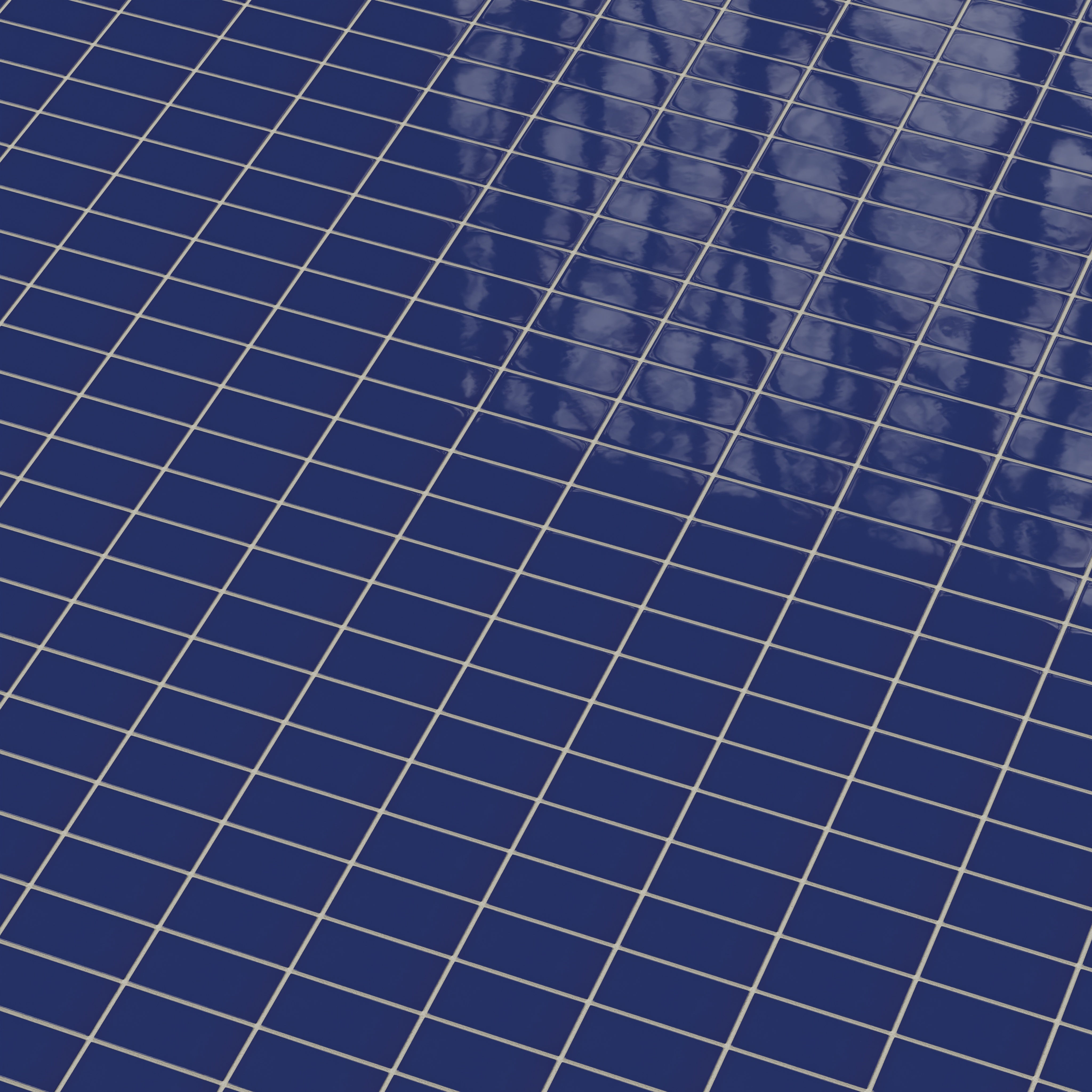 2x4 Straight Set Sheeted Natural Press Ceramic Mosaic Tile in Ultramarine Gloss