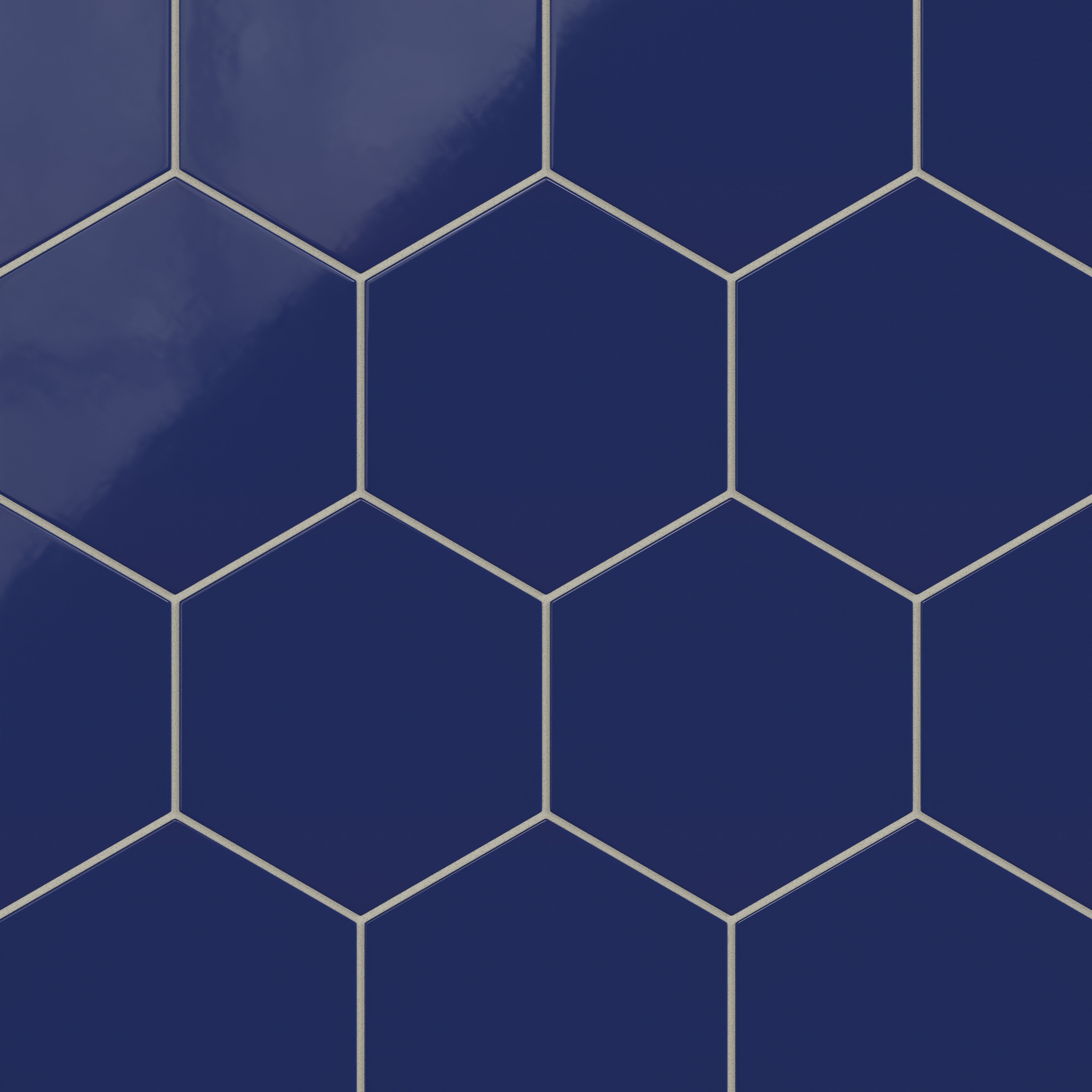 8" Hexagon Natural Press Ceramic Tile in Ultramarine Gloss