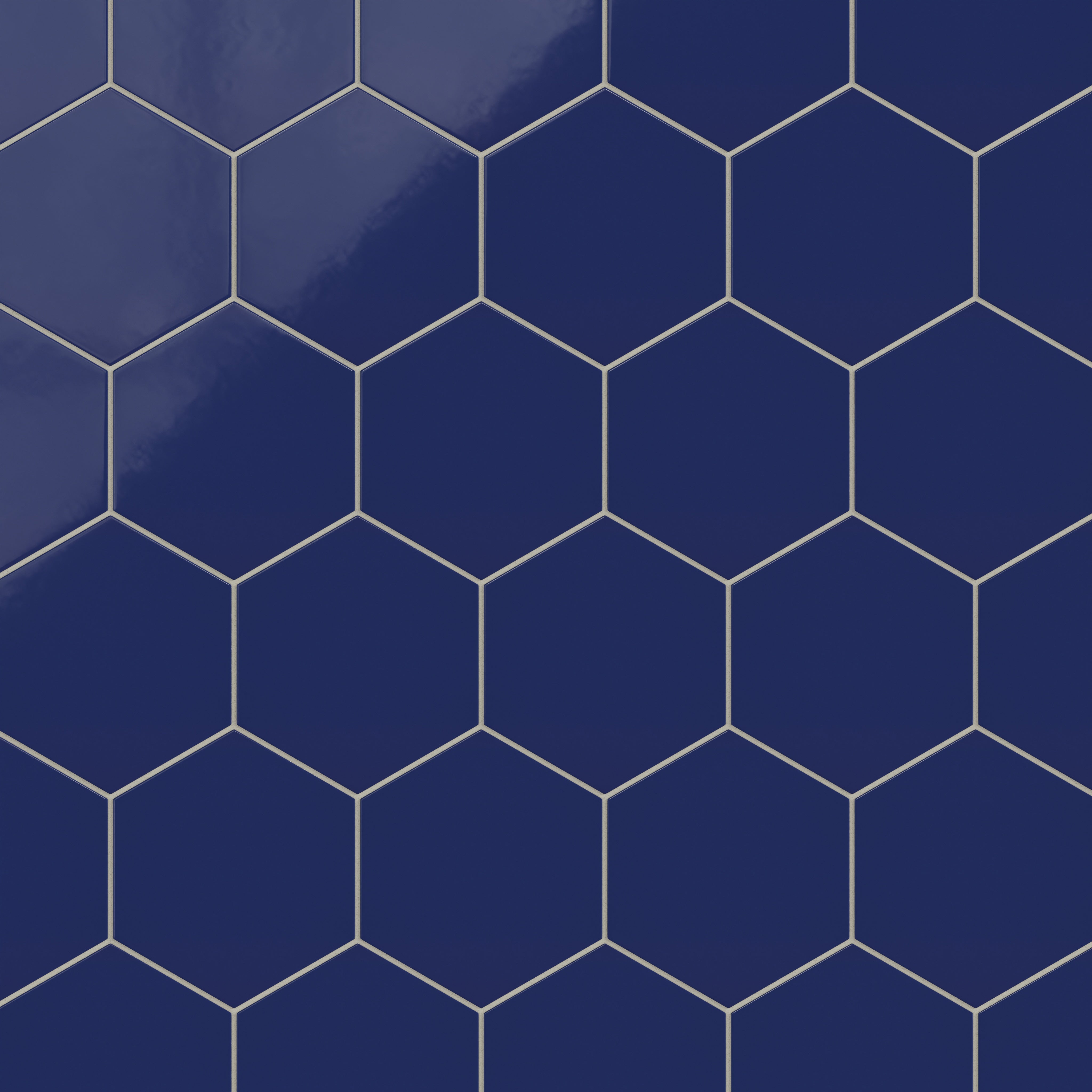 8" Hexagon Natural Press Ceramic Tile in Ultramarine Gloss