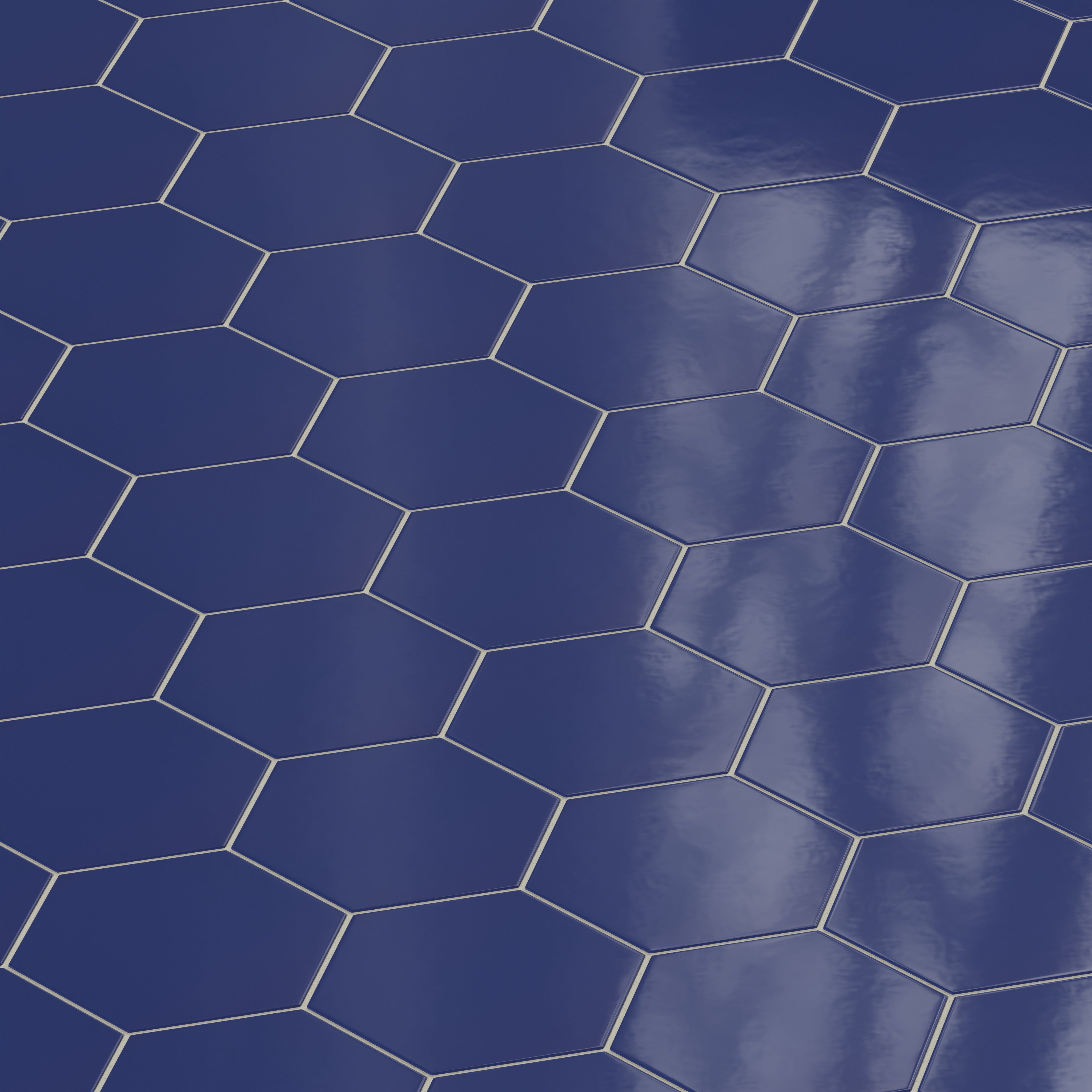 8" Hexagon Natural Press Ceramic Tile in Ultramarine Gloss